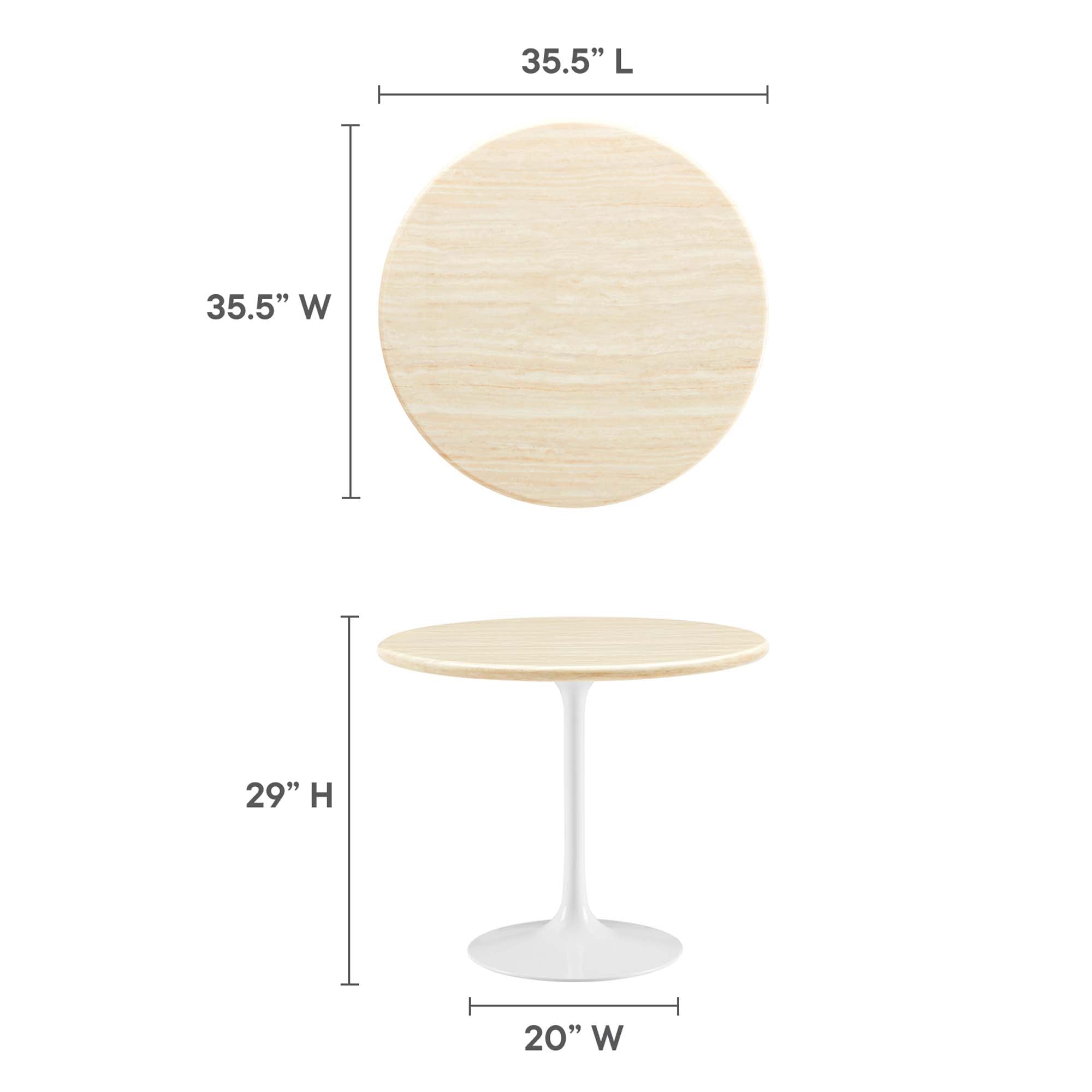 Modway Lippa 36" Round Faux Travertine Dining Table