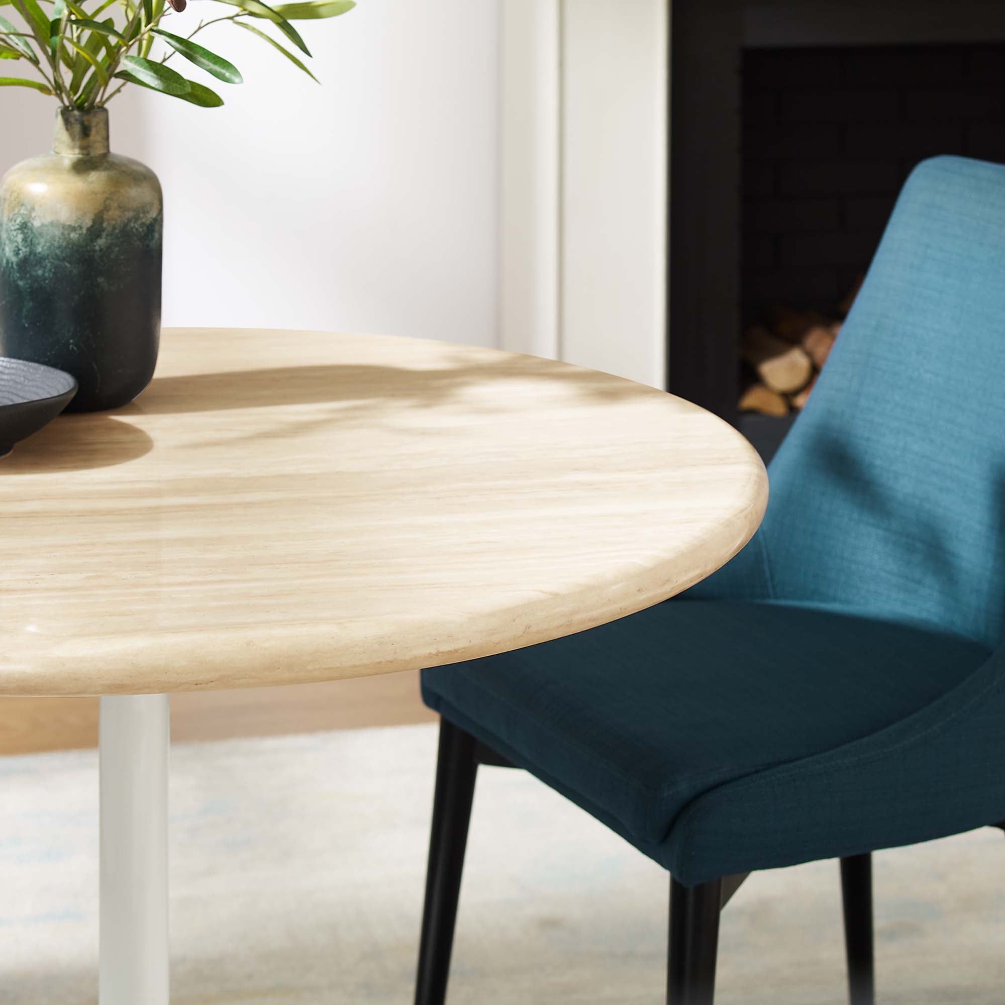 Modway Lippa 36" Round Faux Travertine Dining Table