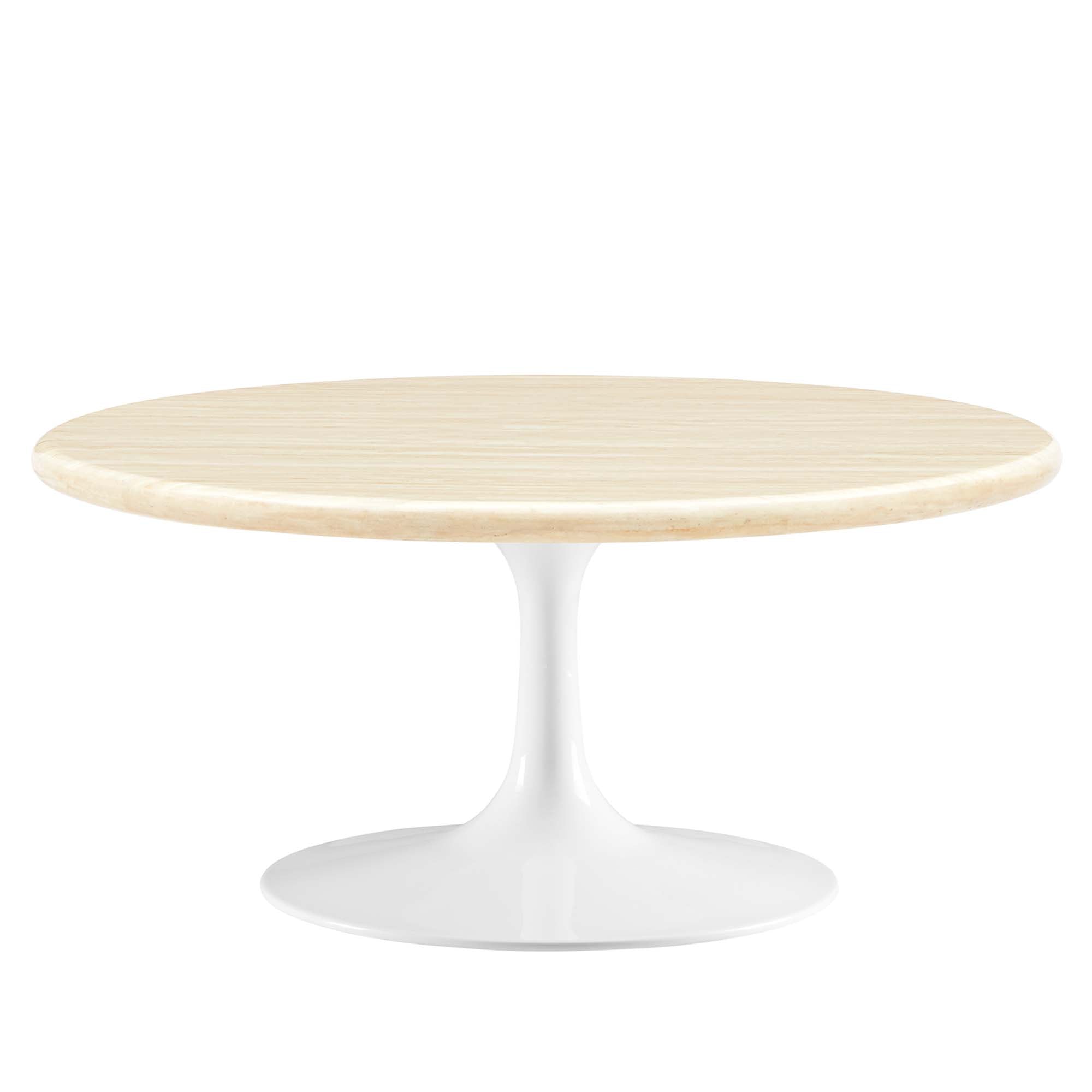 Modway Lippa 36" Round Faux Travertine Coffee Table