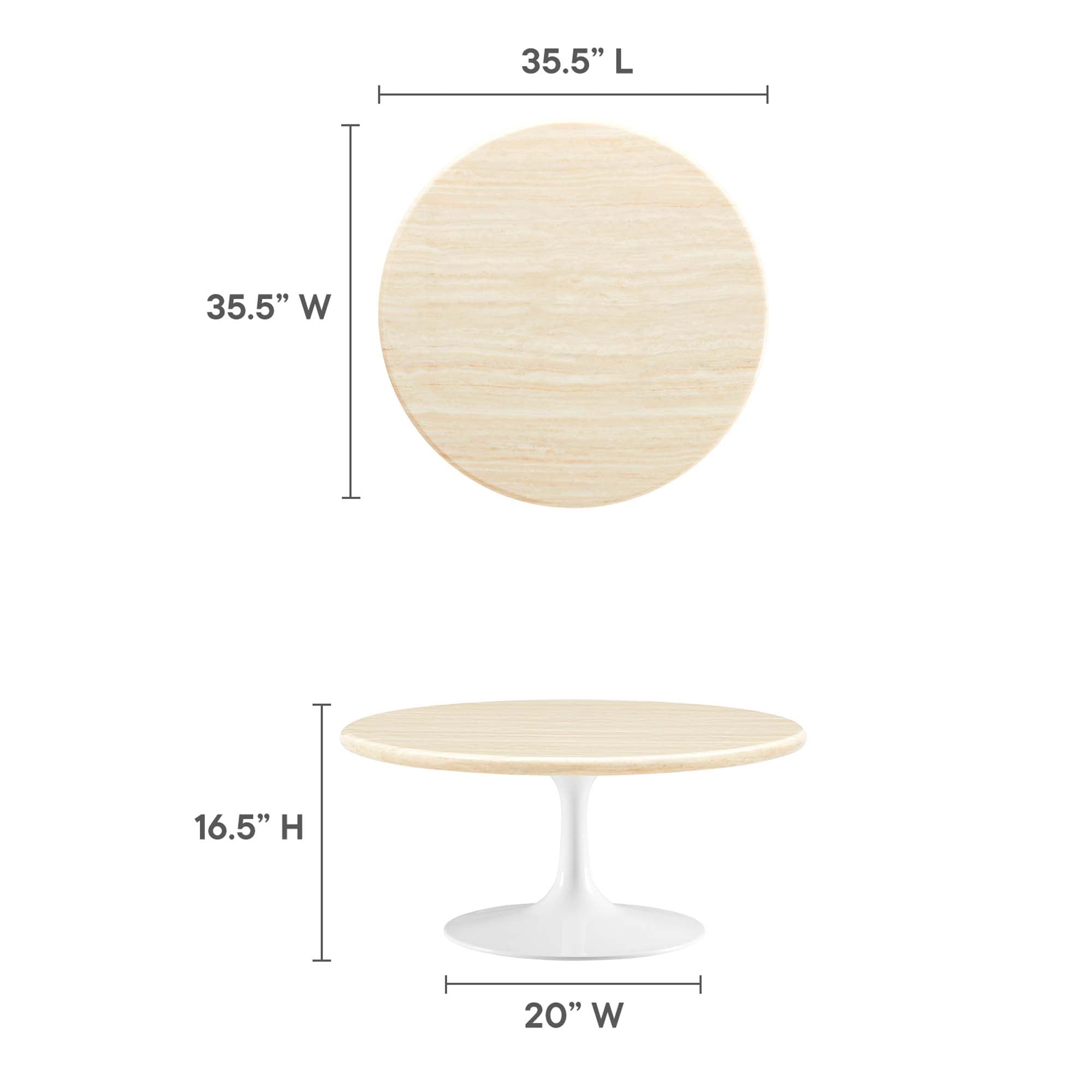 Modway Lippa 36" Round Faux Travertine Coffee Table