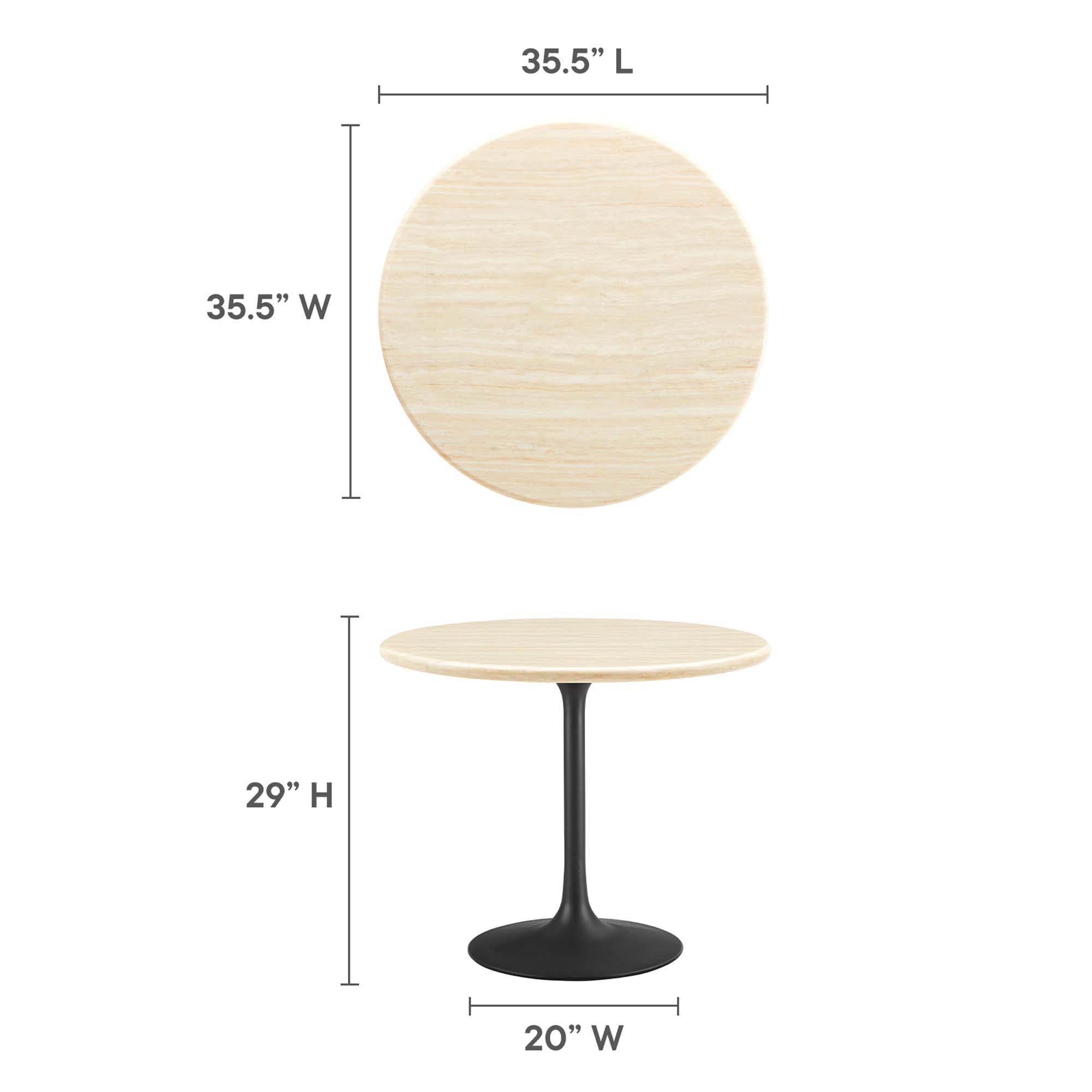 Modway Lippa 36" Round Faux Travertine Dining Table