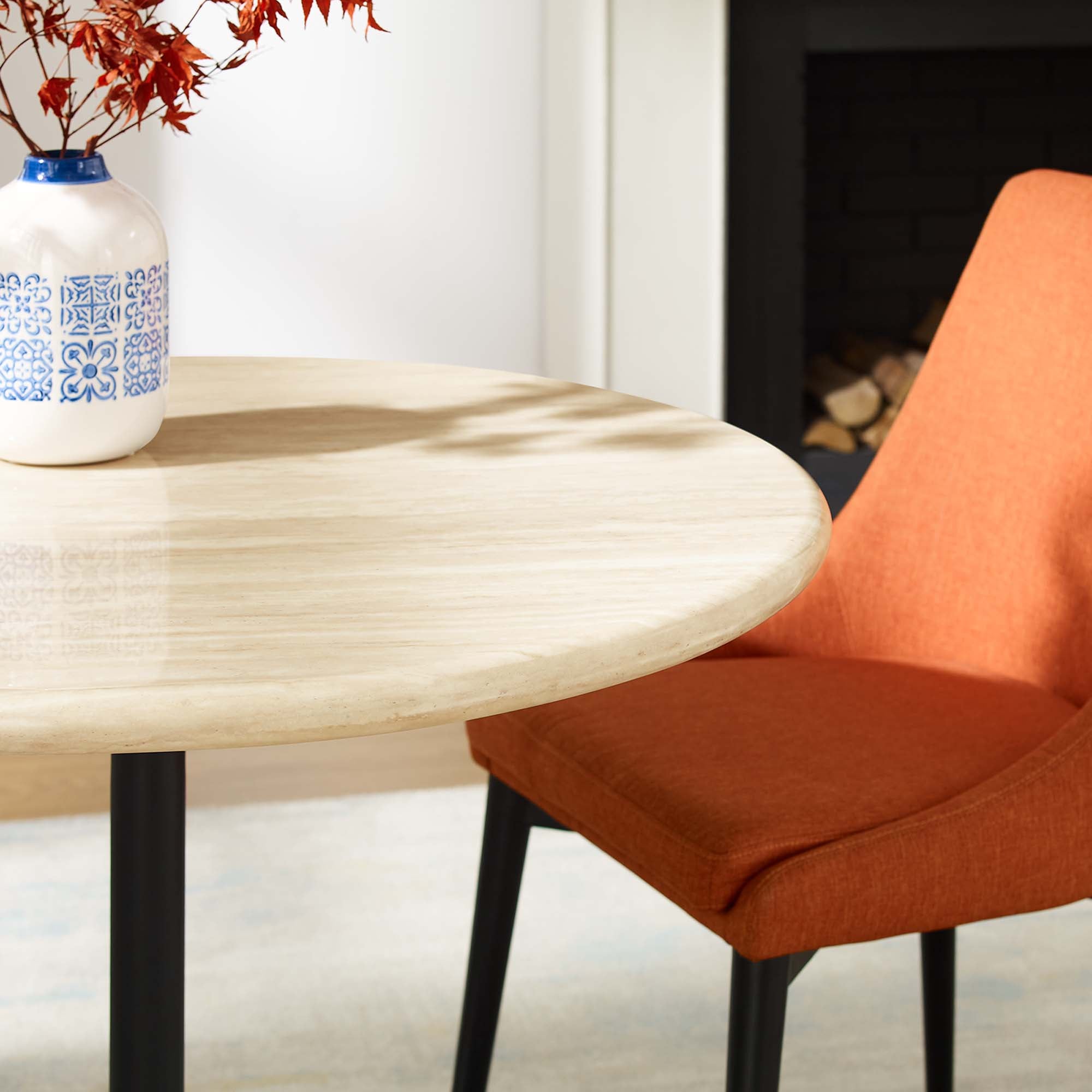 Modway Lippa 36" Round Faux Travertine Dining Table