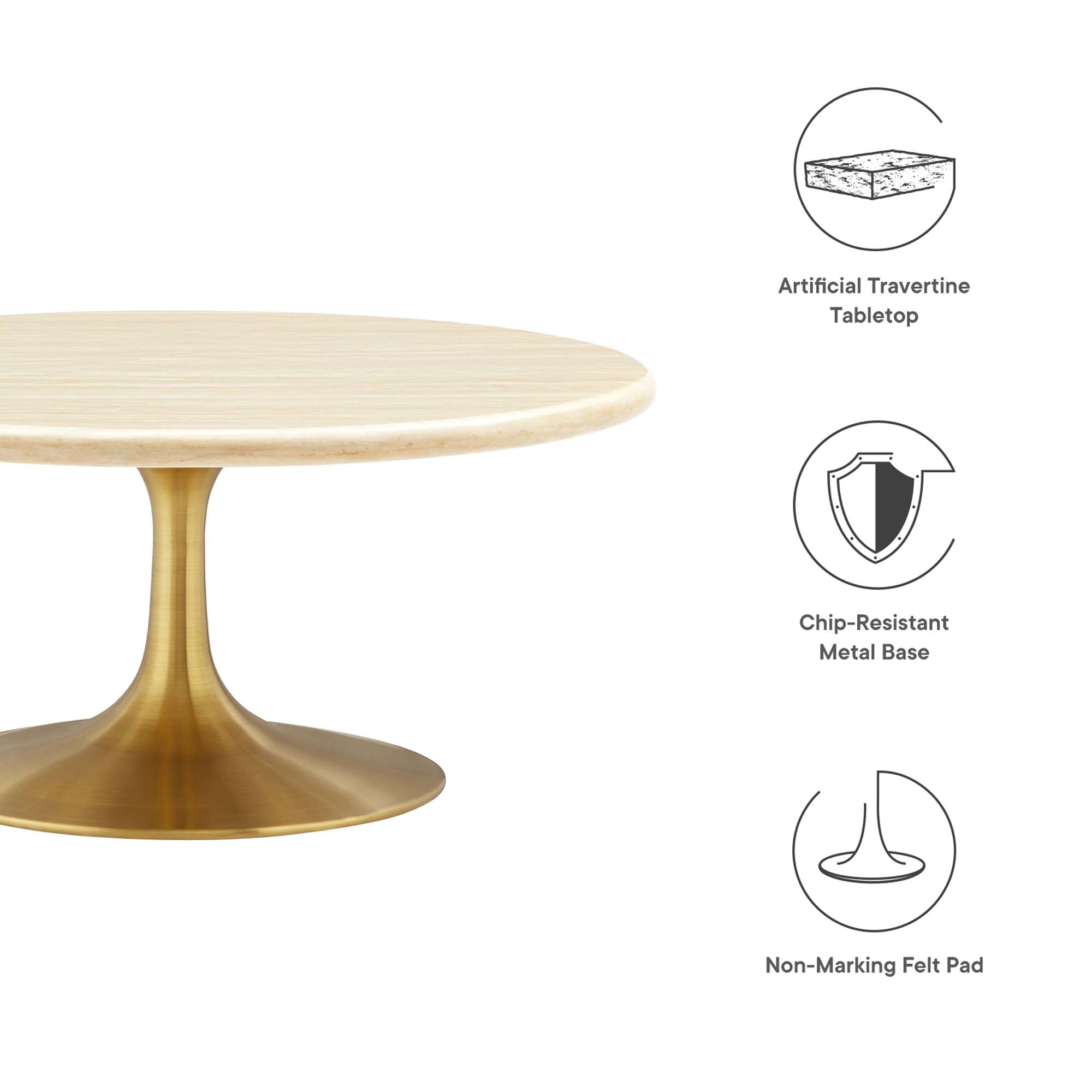 Modway Lippa 36" Round Faux Travertine Coffee Table