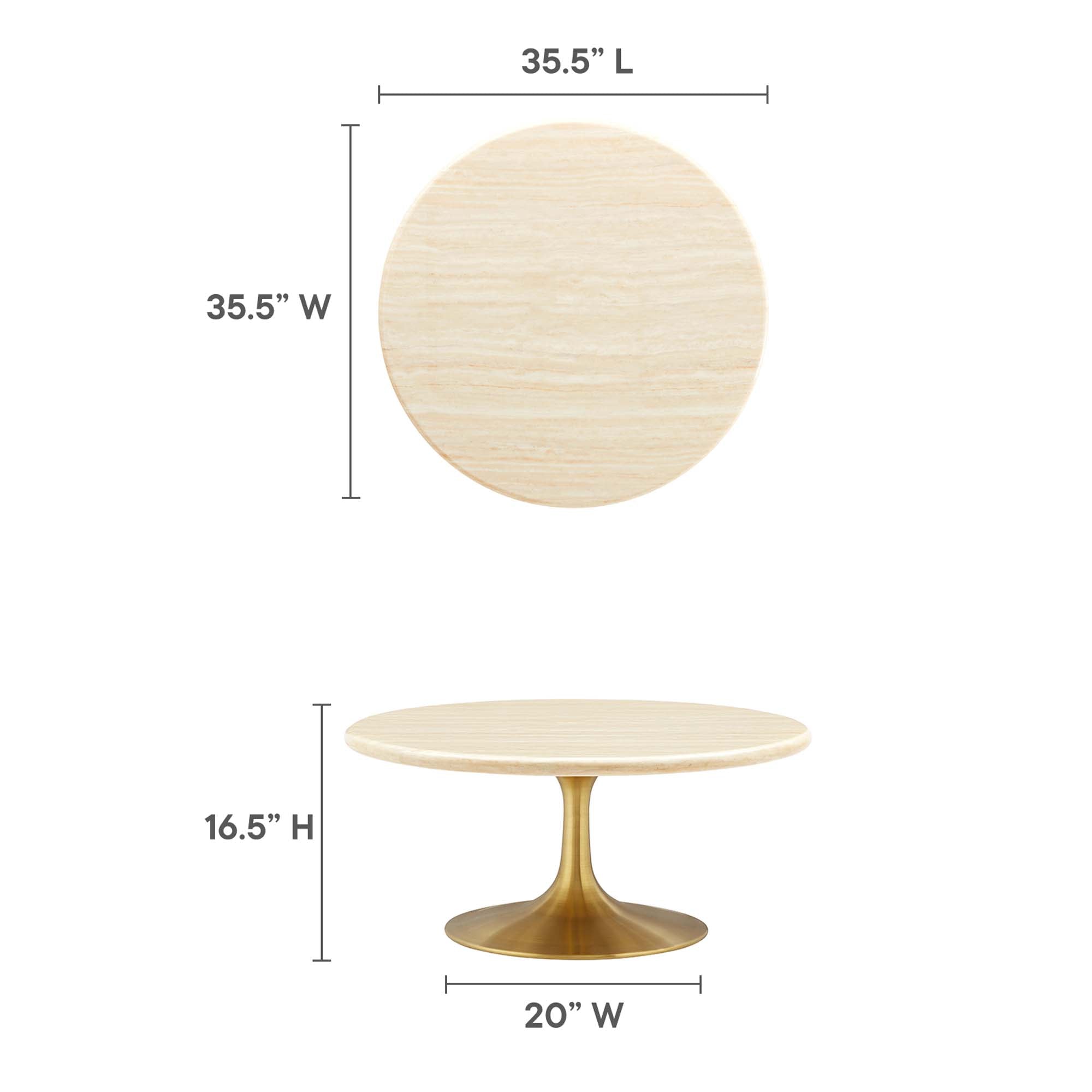 Modway Lippa 36" Round Faux Travertine Coffee Table