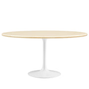 Modway Lippa 60” Oval Faux Travertine Dining Table