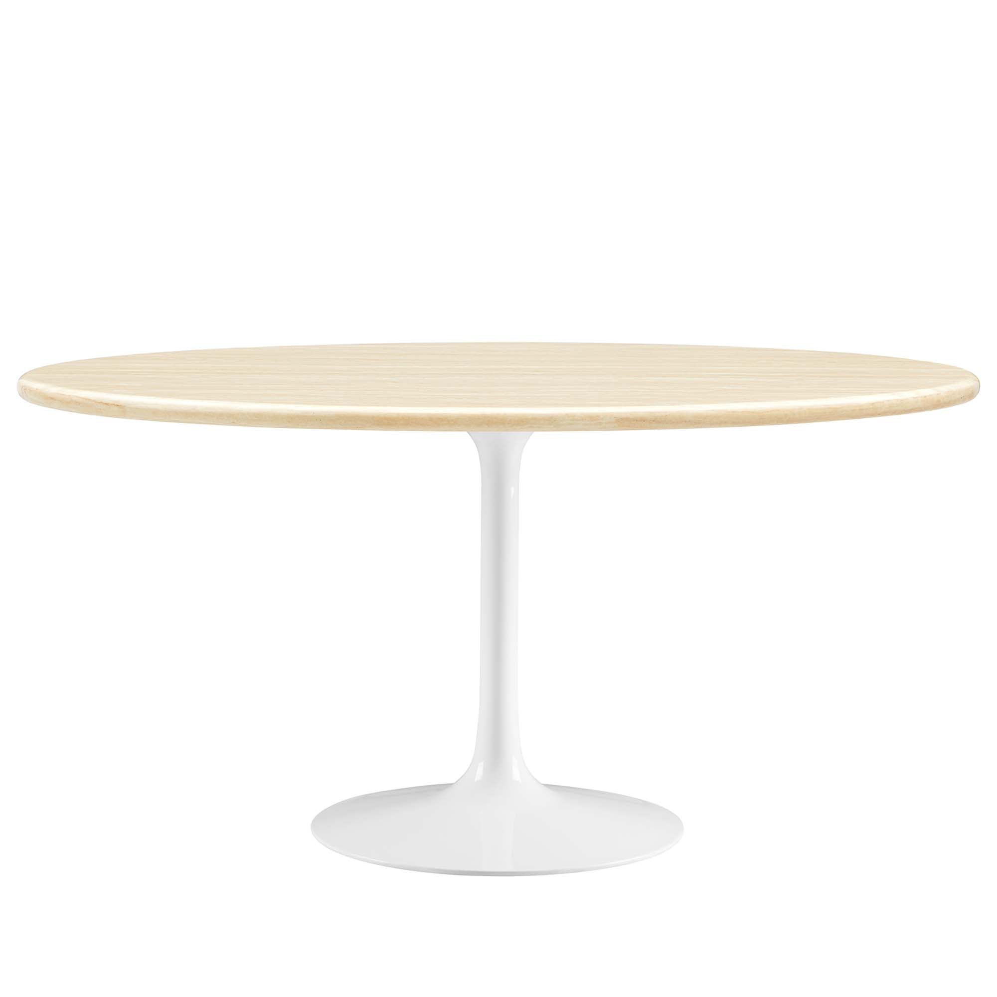 Modway Lippa 60” Oval Faux Travertine Dining Table