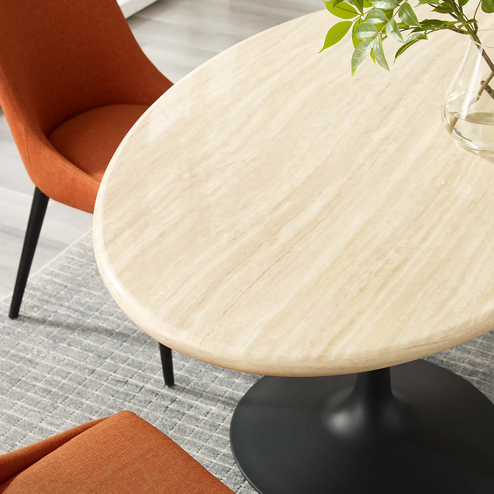 Modway Lippa 60" Oval Faux Travertine Dining Table