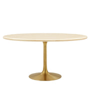 Modway Lippa 60" Oval Faux Travertine Dining Table