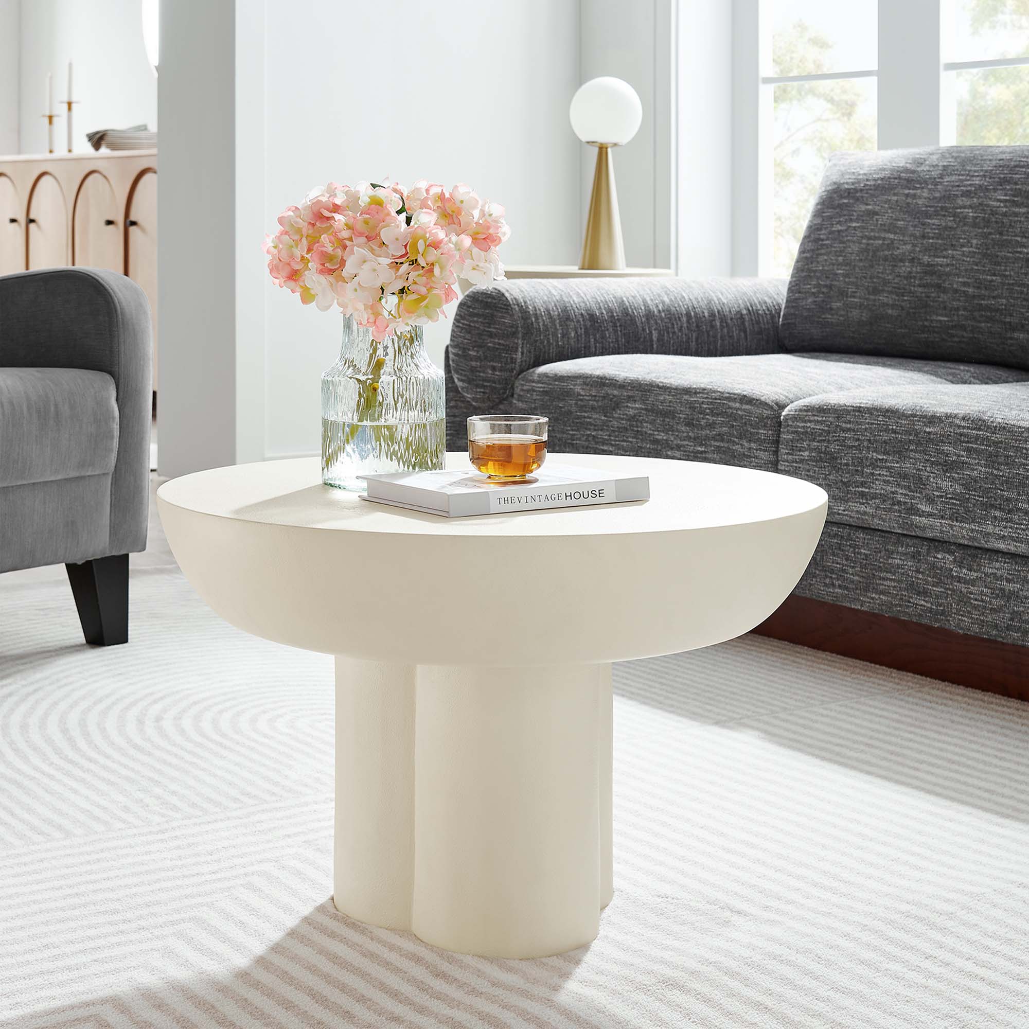 Modway Caspian Round Concrete Coffee Table