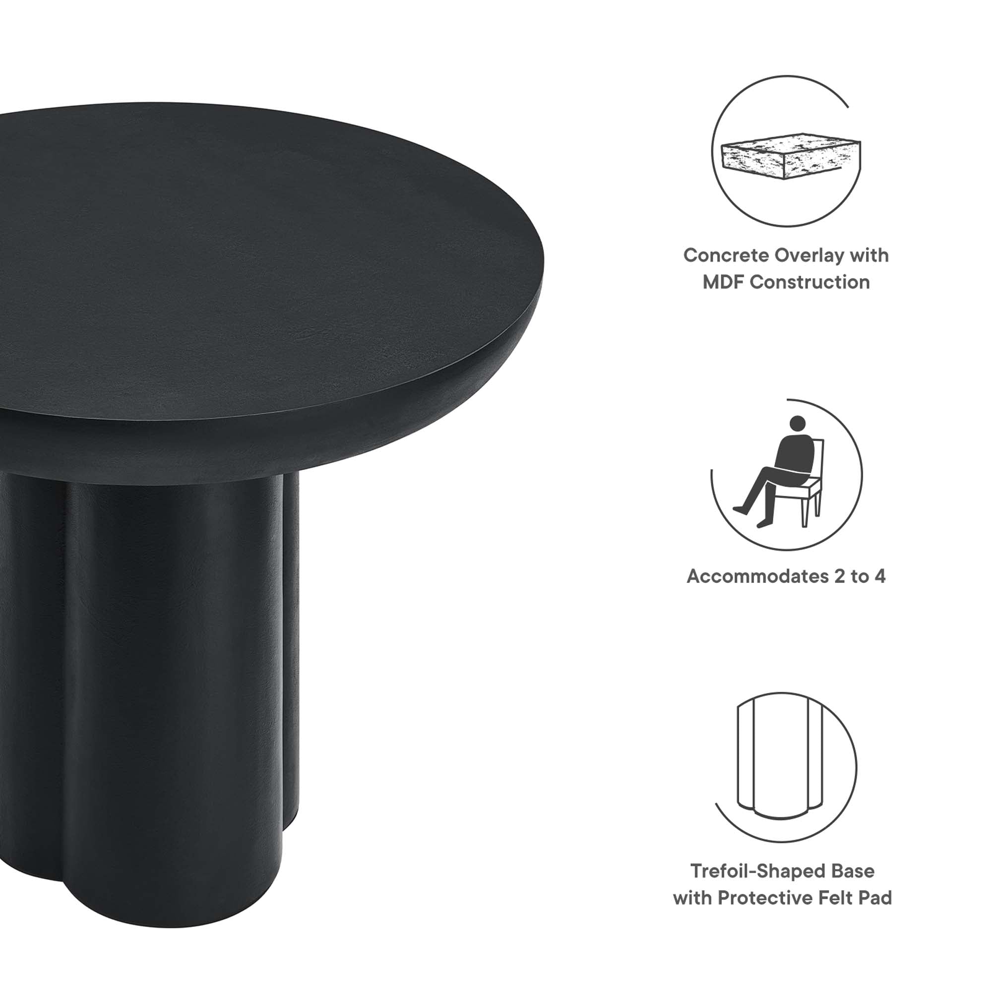 Modway Caspian 40" Round Concrete Dining Table