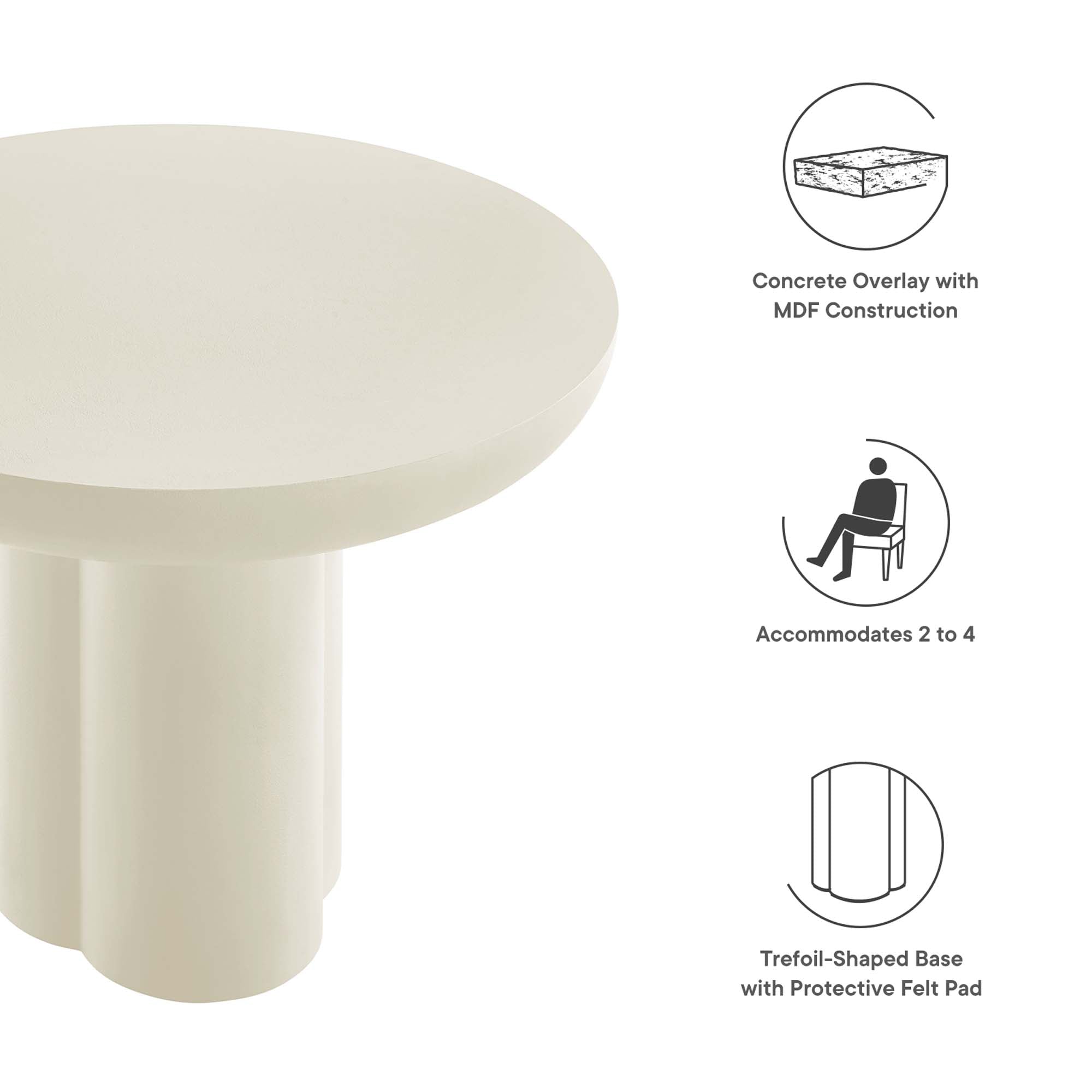 Modway Caspian 40" Round Concrete Dining Table