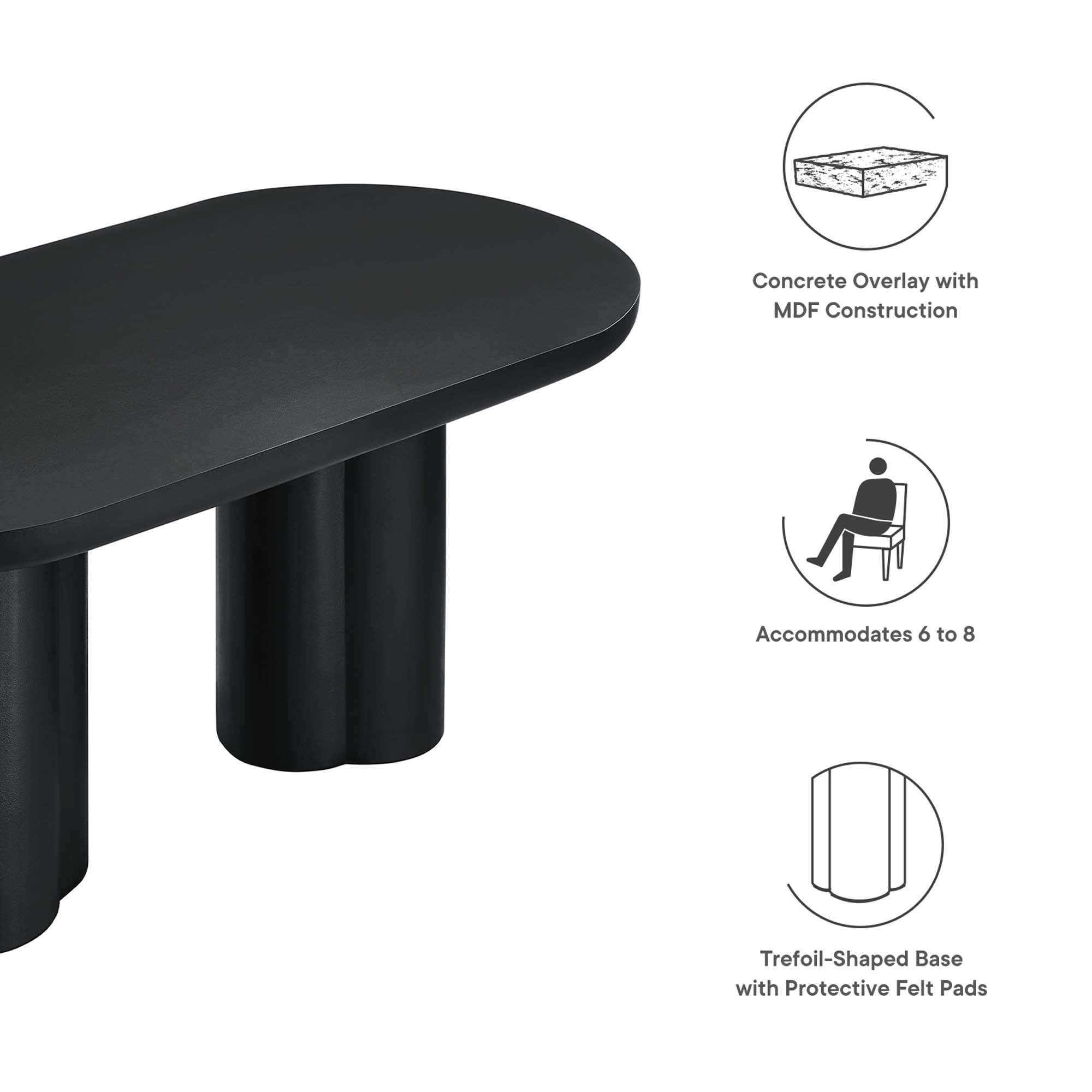 Modway Caspian 72" Oval Concrete Dining Table