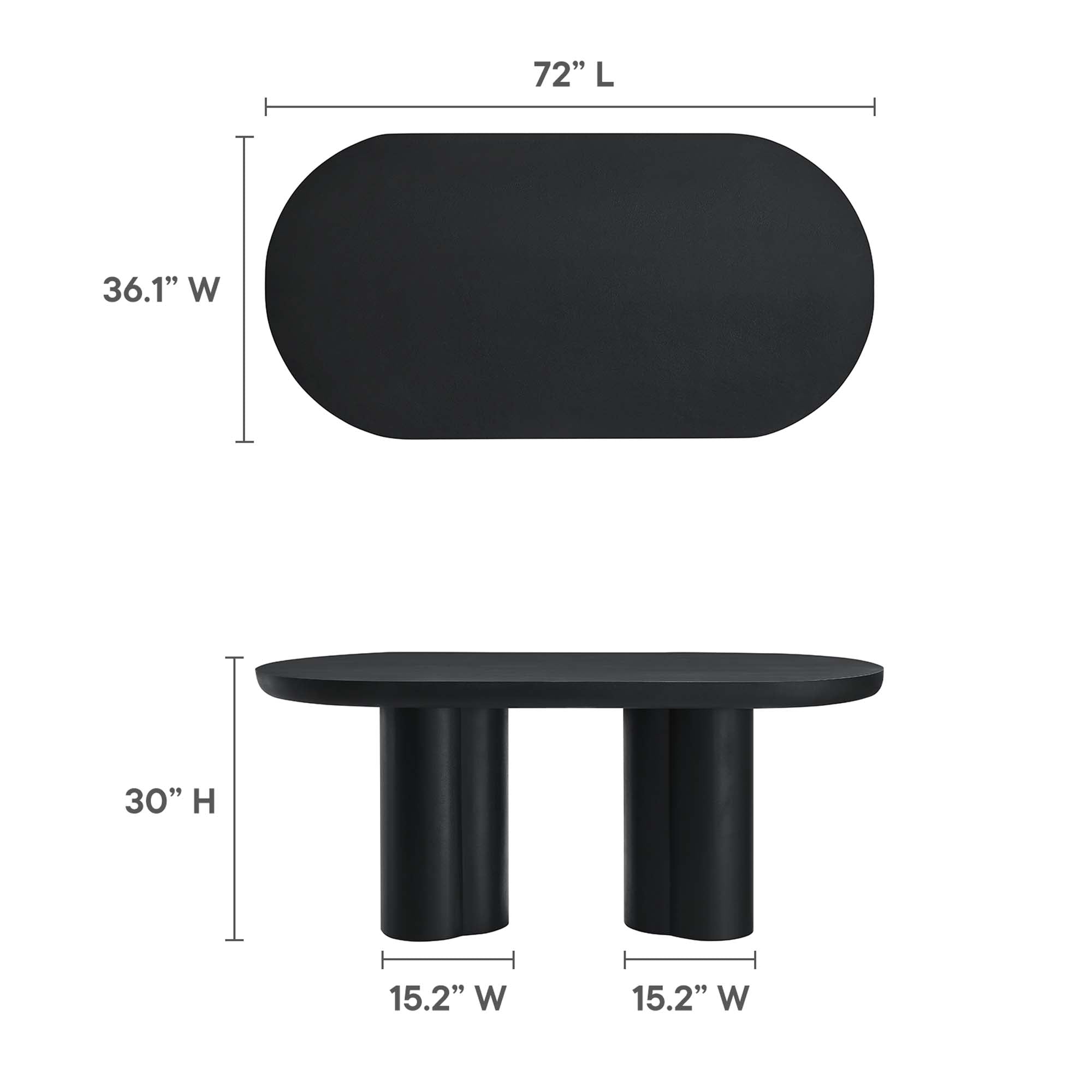 Modway Caspian 72" Oval Concrete Dining Table