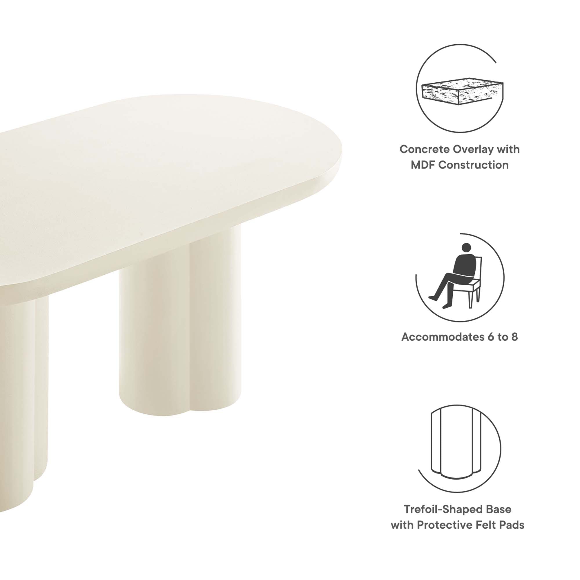 Modway Caspian 72" Oval Concrete Dining Table