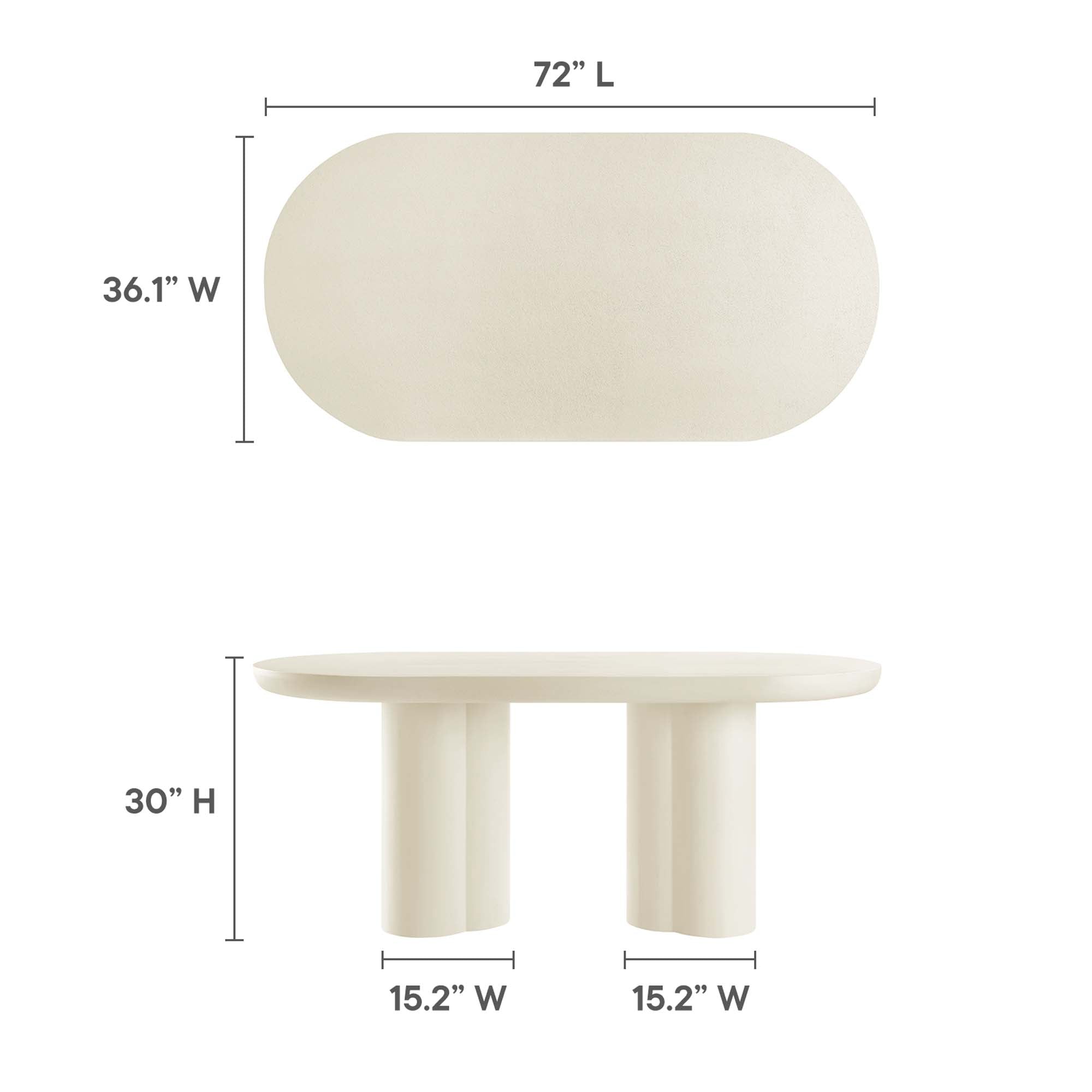 Modway Caspian 72" Oval Concrete Dining Table