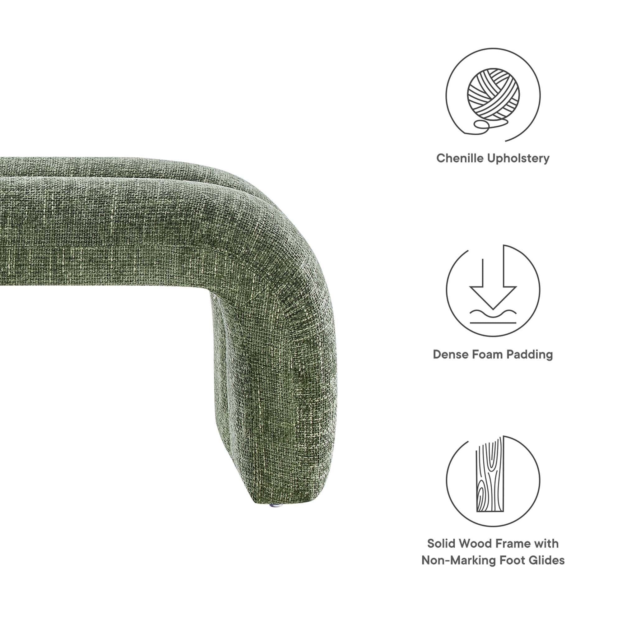 Modway Dax 50.5" Chenille Upholstered Accent Bench