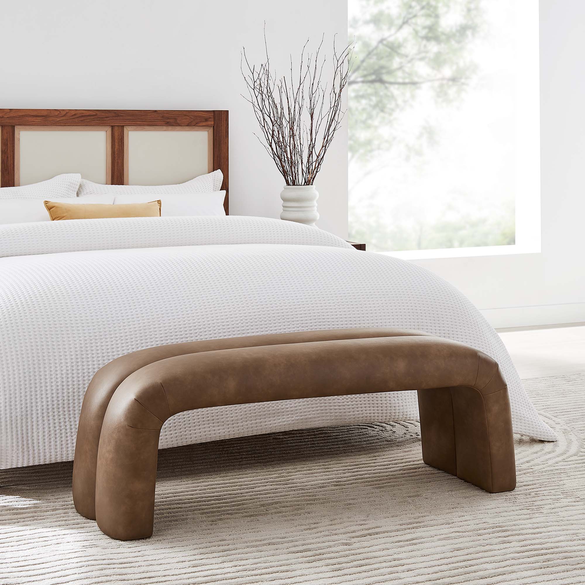 Modway Dax 50.5" Vegan Leather Upholstered Accent Bench