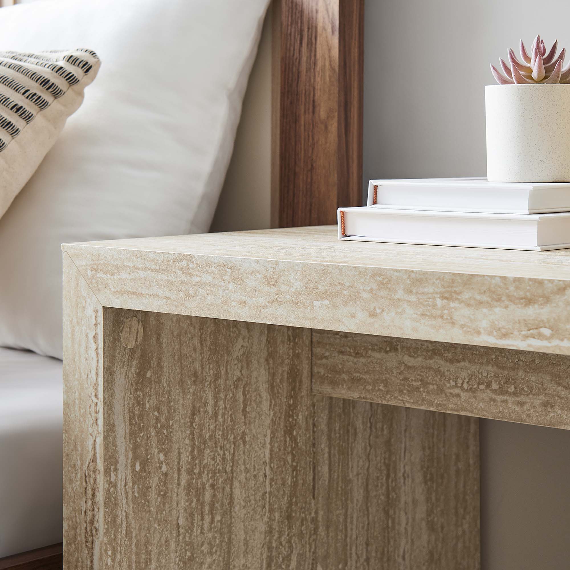 Modway Mirella Faux Travertine Side Table