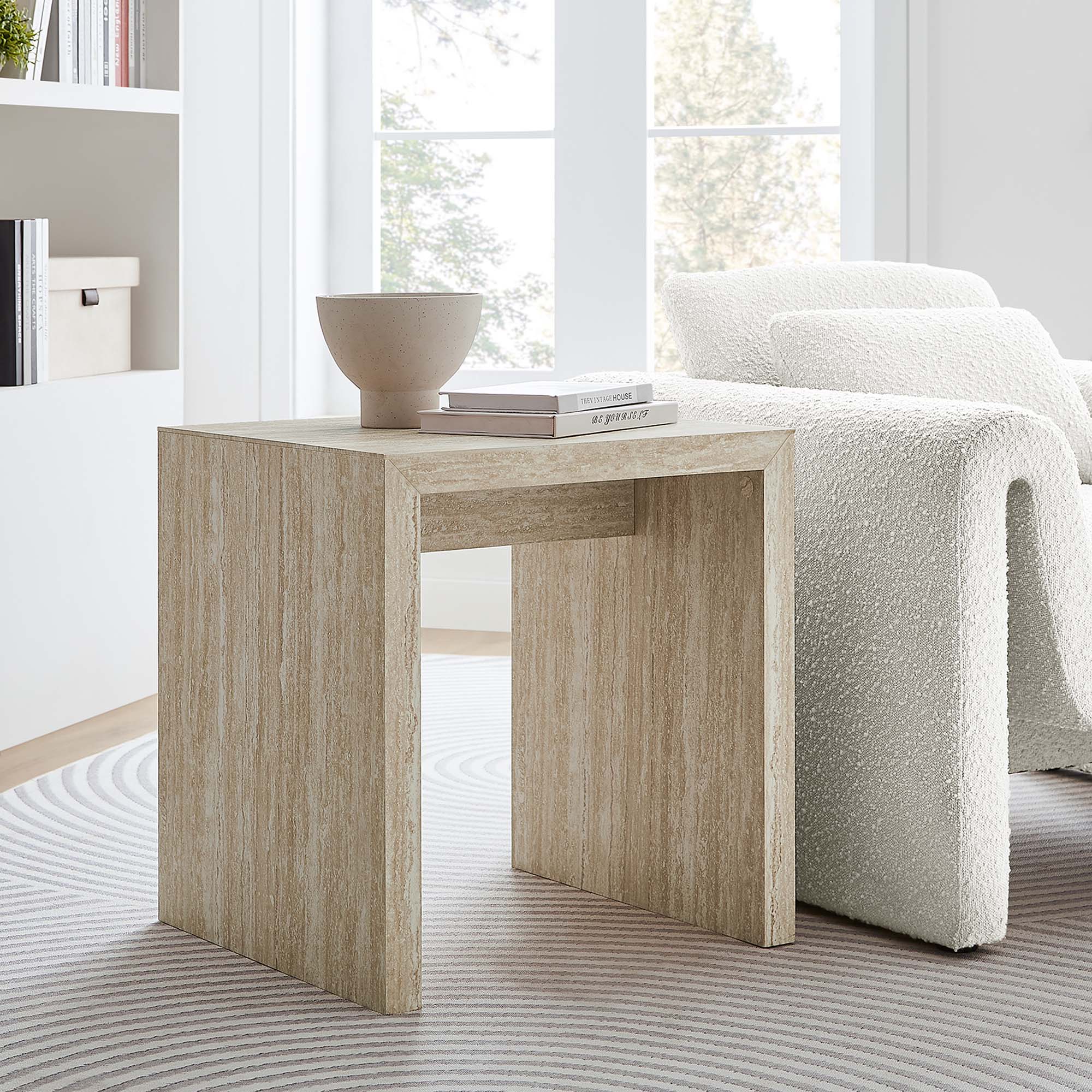 Modway Mirella Faux Travertine Side Table