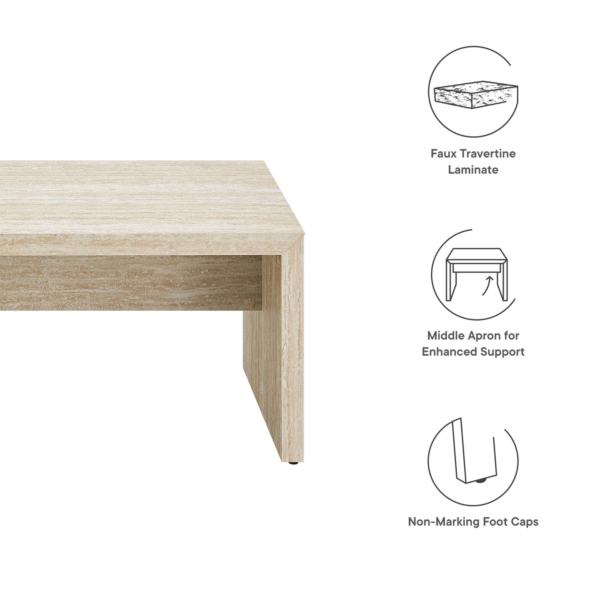 Modway Mirella 62" Faux Travertine Long Bench