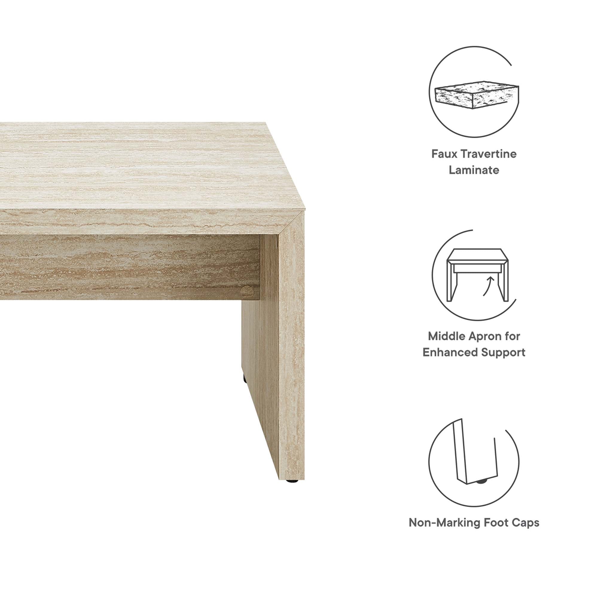 Modway Mirella 53.5” Faux Travertine Bench