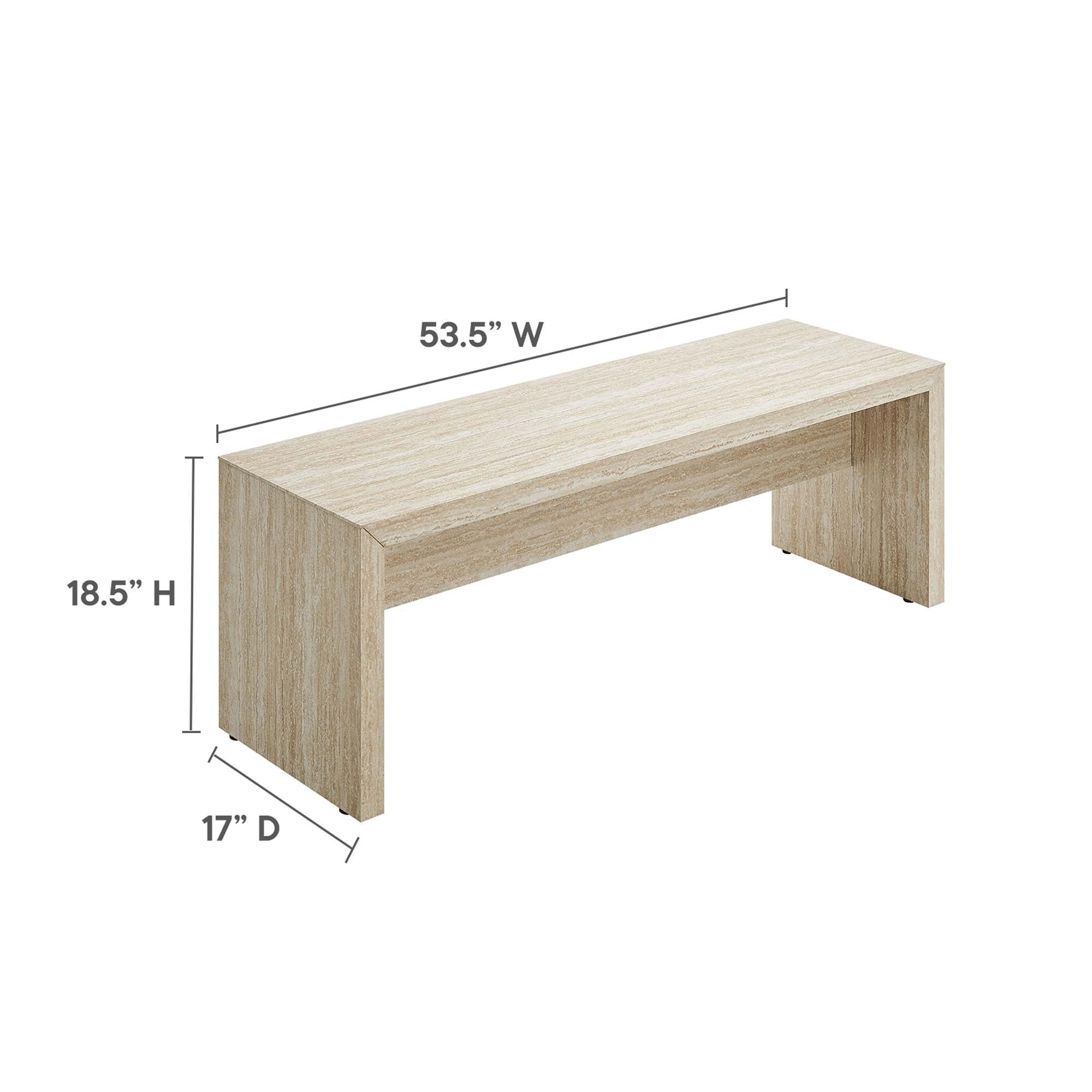 Modway Mirella 53.5” Faux Travertine Bench