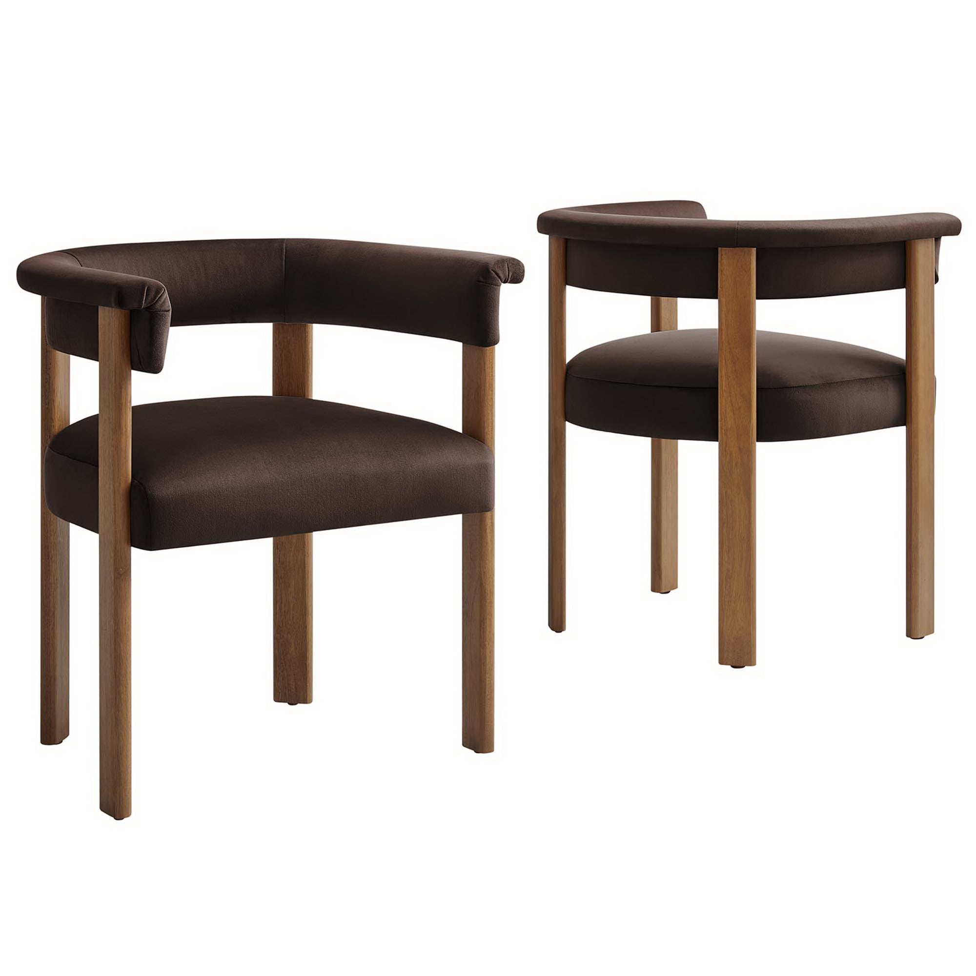 Modway Imogen Performance Velvet Barrel Dining Chairs Set of 2