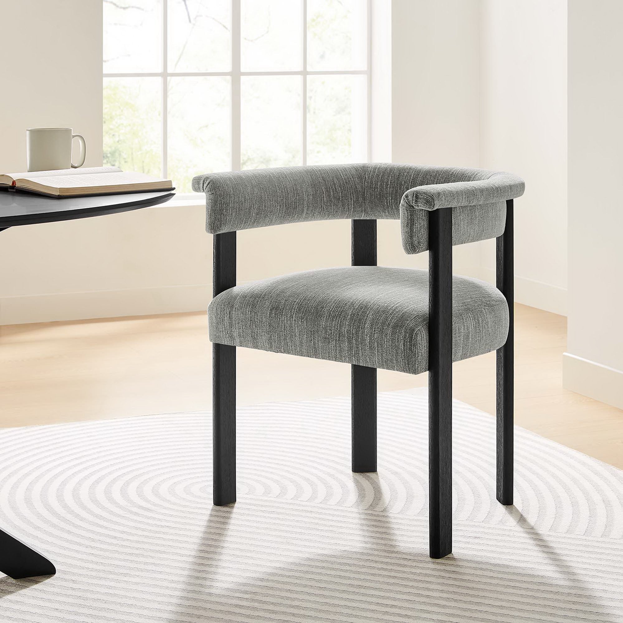 Modway Imogen Fabric Upholstered Barrel Dining Chairs Set of 2