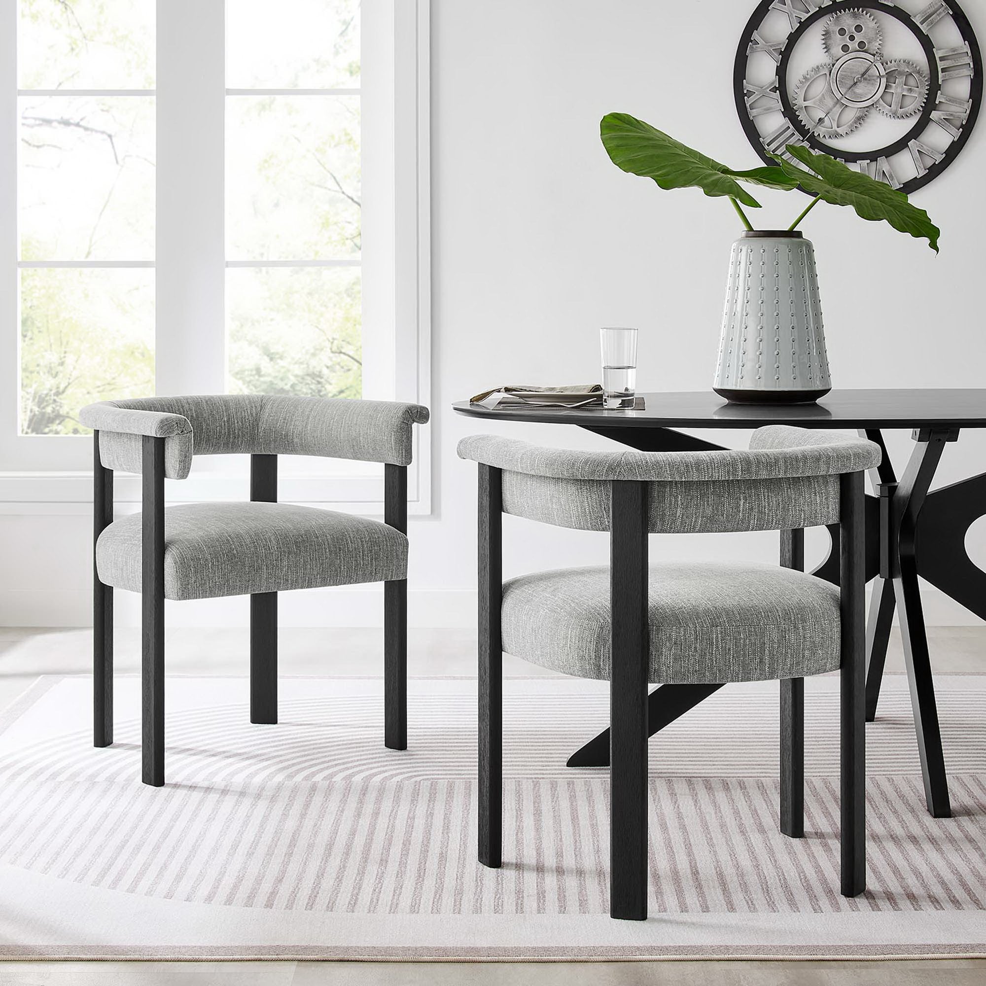Modway Imogen Fabric Upholstered Barrel Dining Chairs Set of 2
