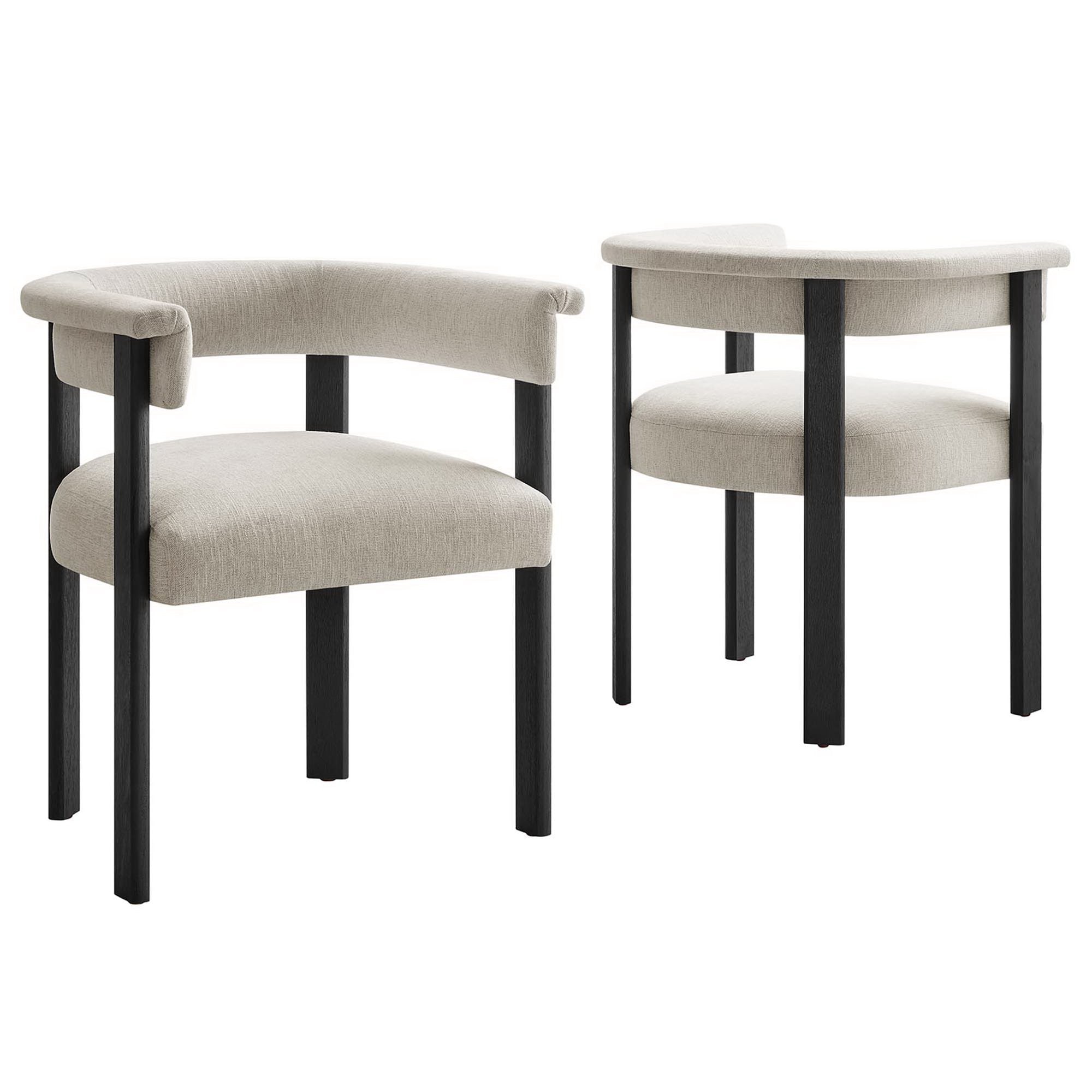 Modway Imogen Fabric Upholstered Barrel Dining Chairs Set of 2