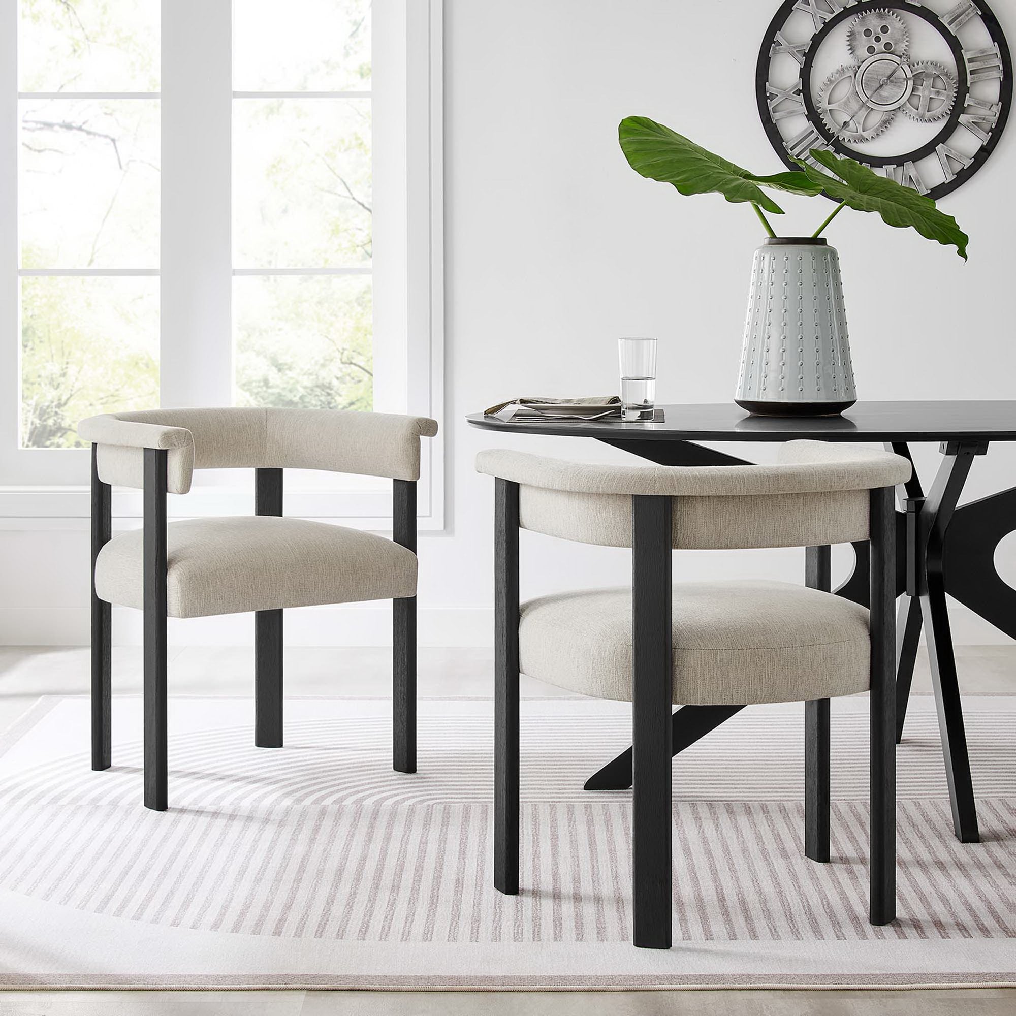 Modway Imogen Fabric Upholstered Barrel Dining Chairs Set of 2