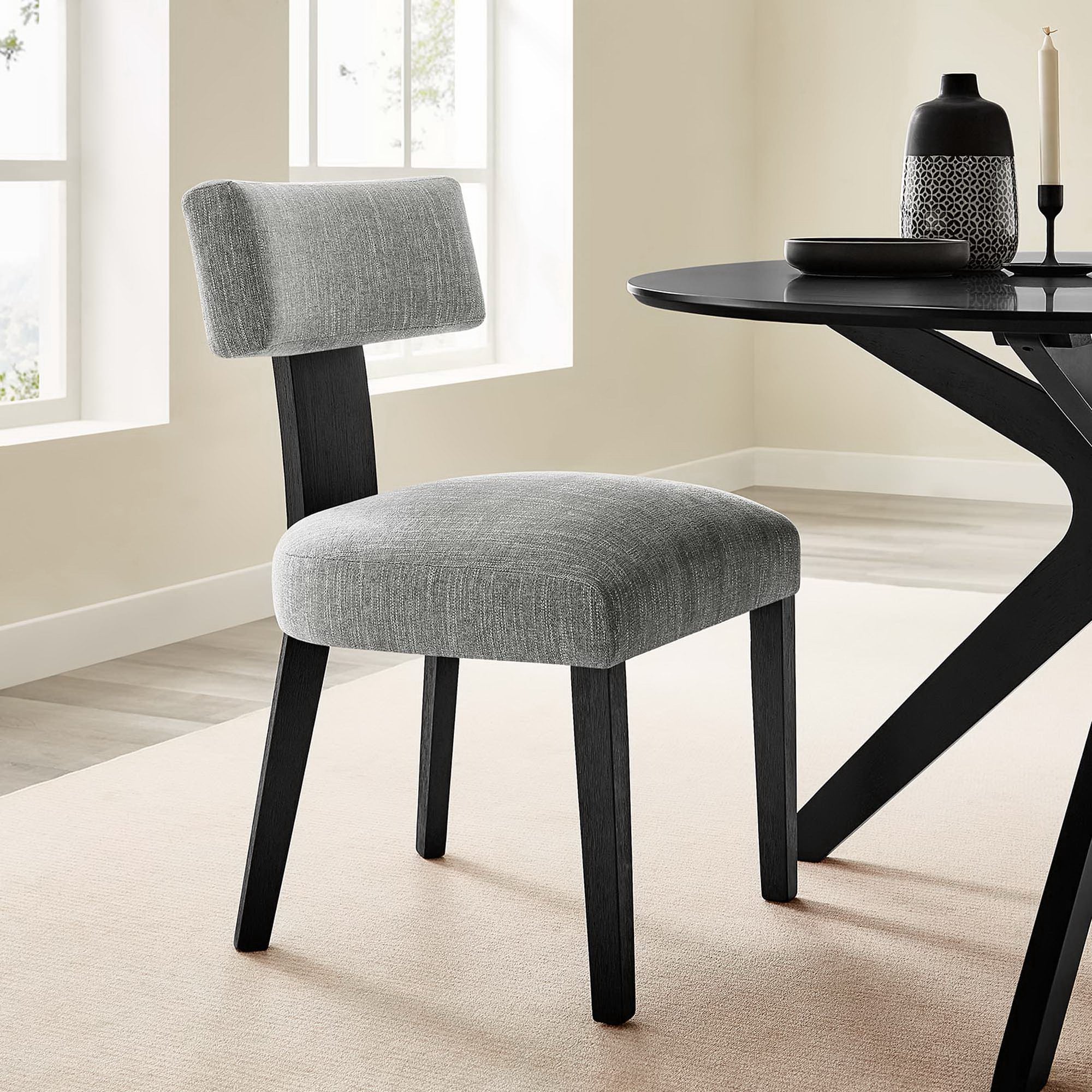Modway Nalani Fabric Upholstered Dining Chairs Set of 2