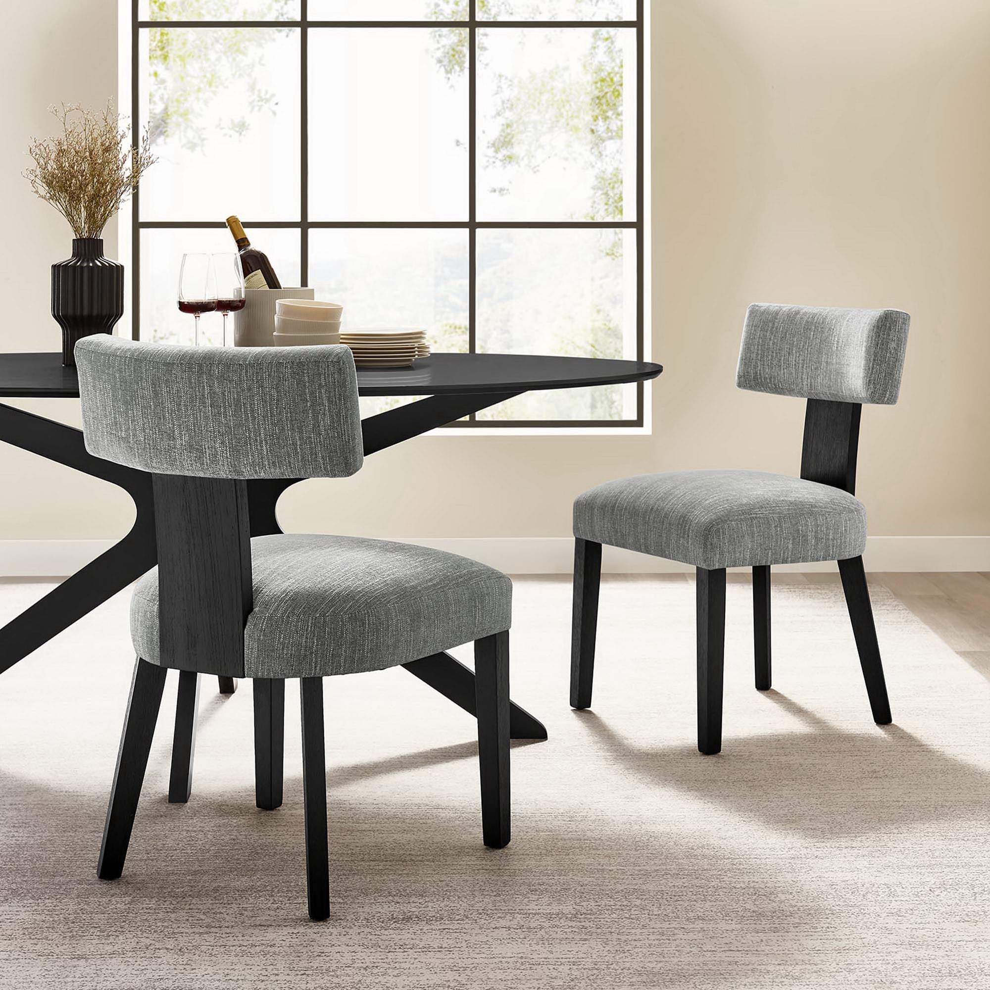 Modway Nalani Fabric Upholstered Dining Chairs Set of 2