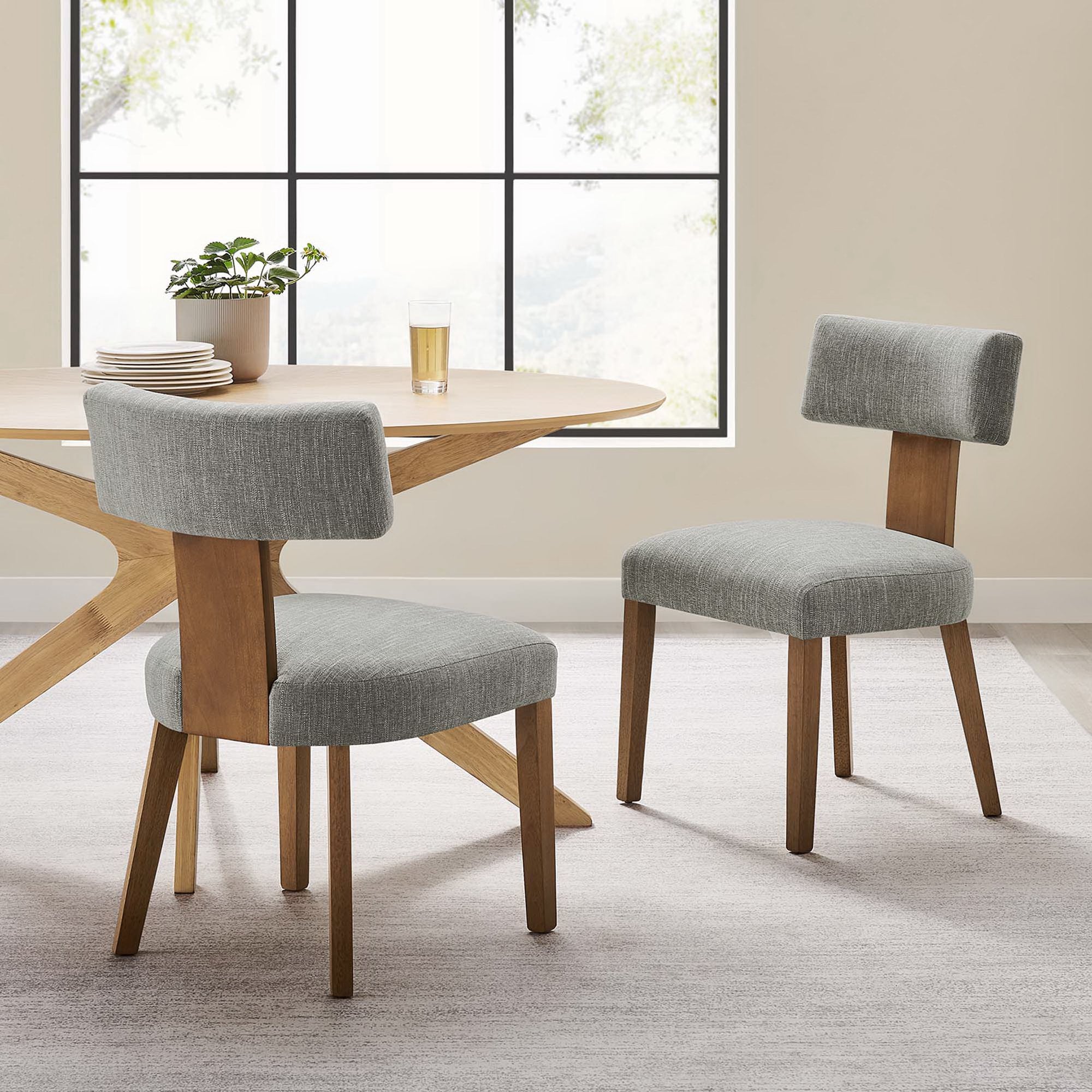 Modway Nalani Fabric Upholstered Dining Chairs Set of 2