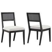Modway Nimba Faux Rattan Fabric Dining Chairs Set of 2