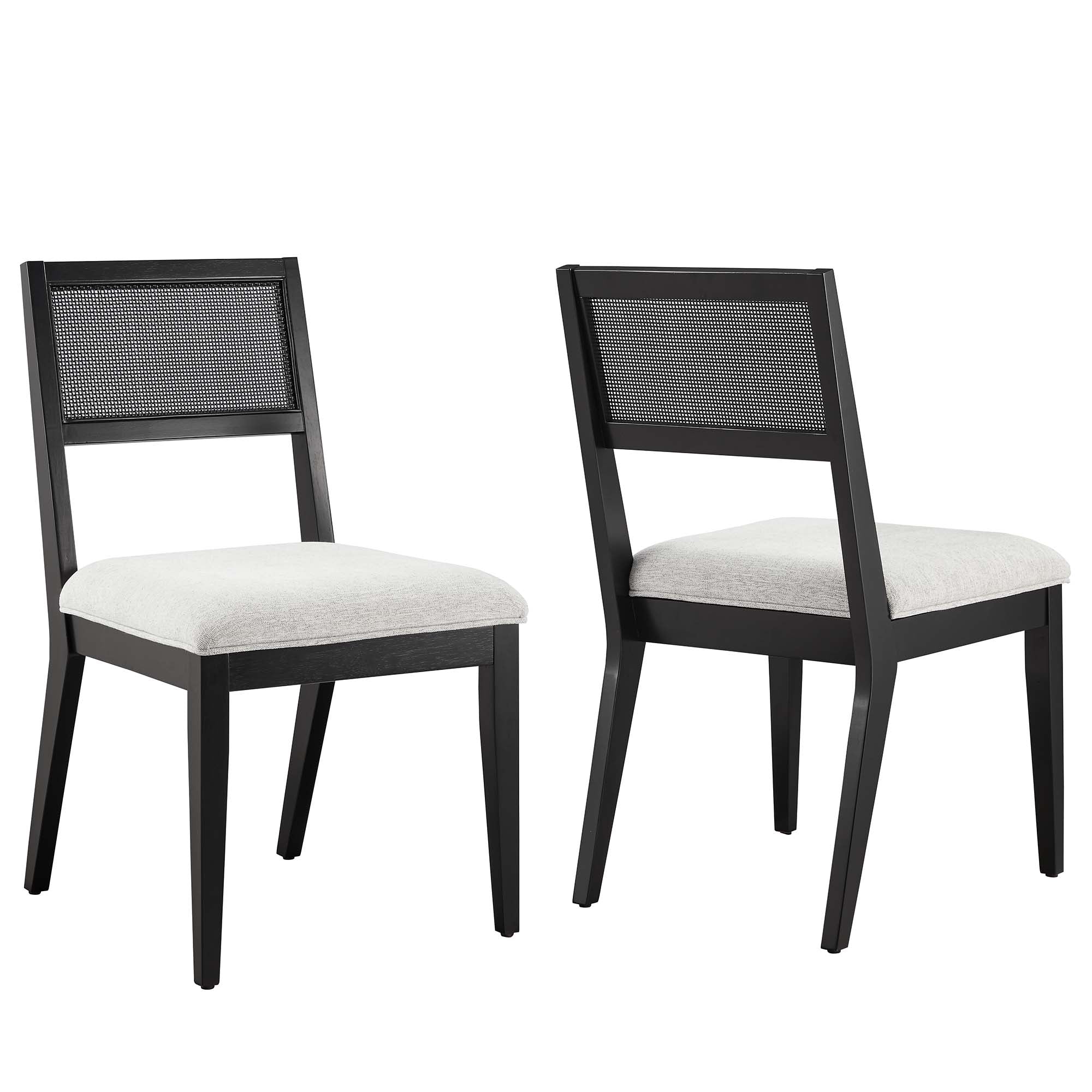 Modway Nimba Faux Rattan Fabric Dining Chairs Set of 2