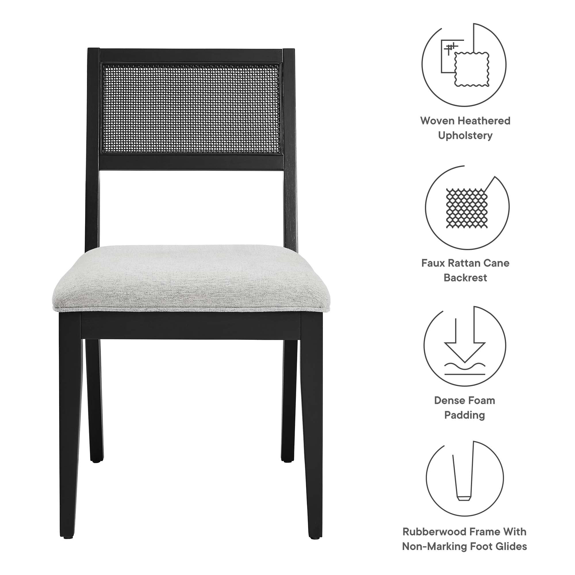 Modway Nimba Faux Rattan Fabric Dining Chairs Set of 2