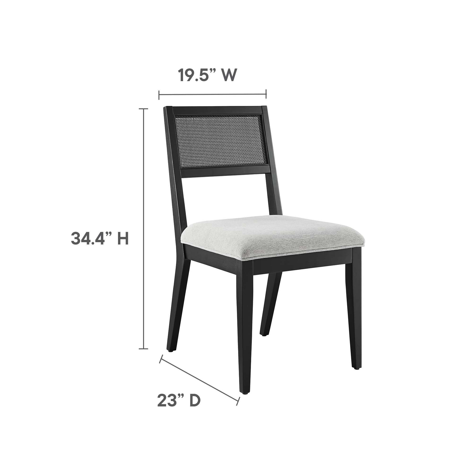 Modway Nimba Faux Rattan Fabric Dining Chairs Set of 2