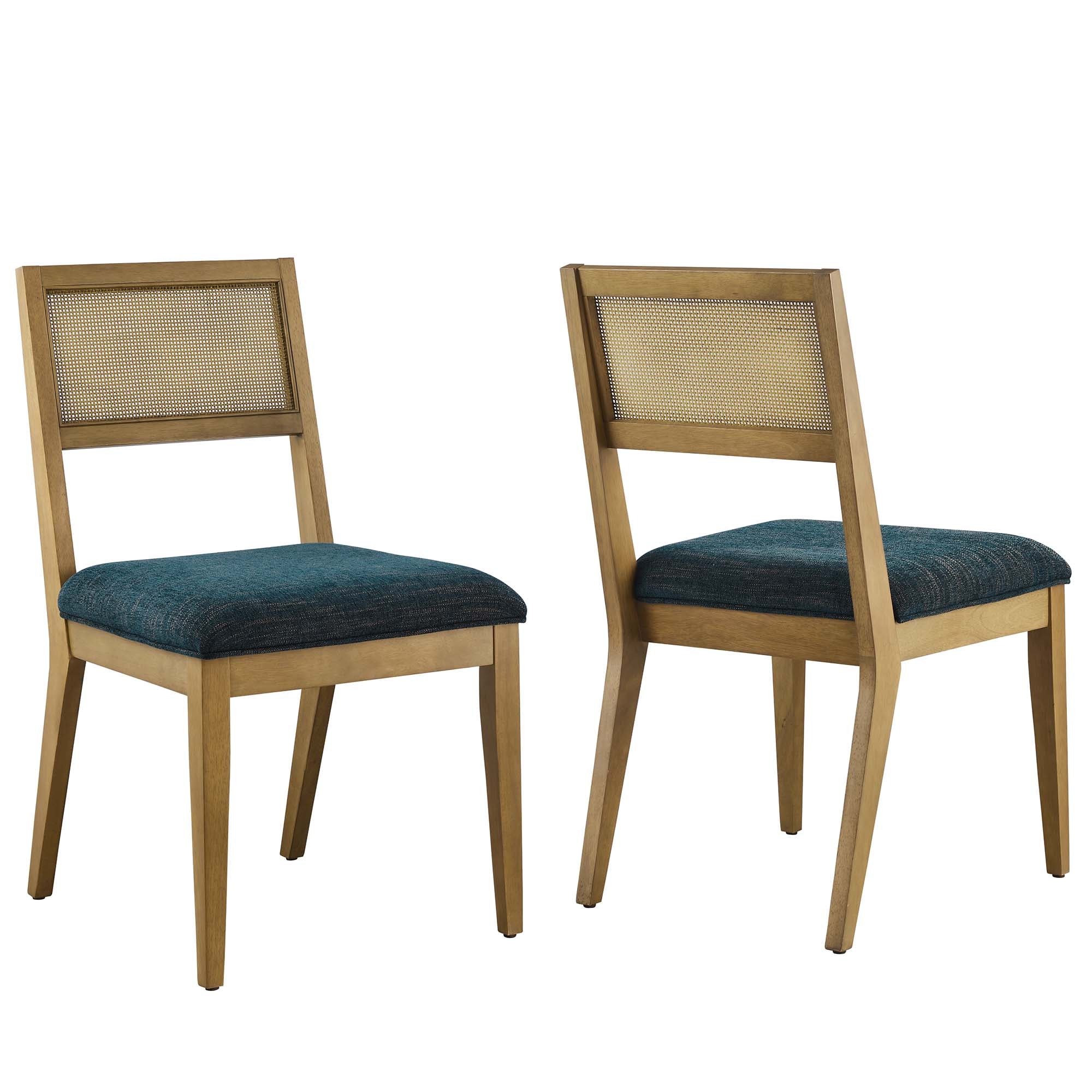 Modway Nimba Faux Rattan Fabric Dining Chairs Set of 2