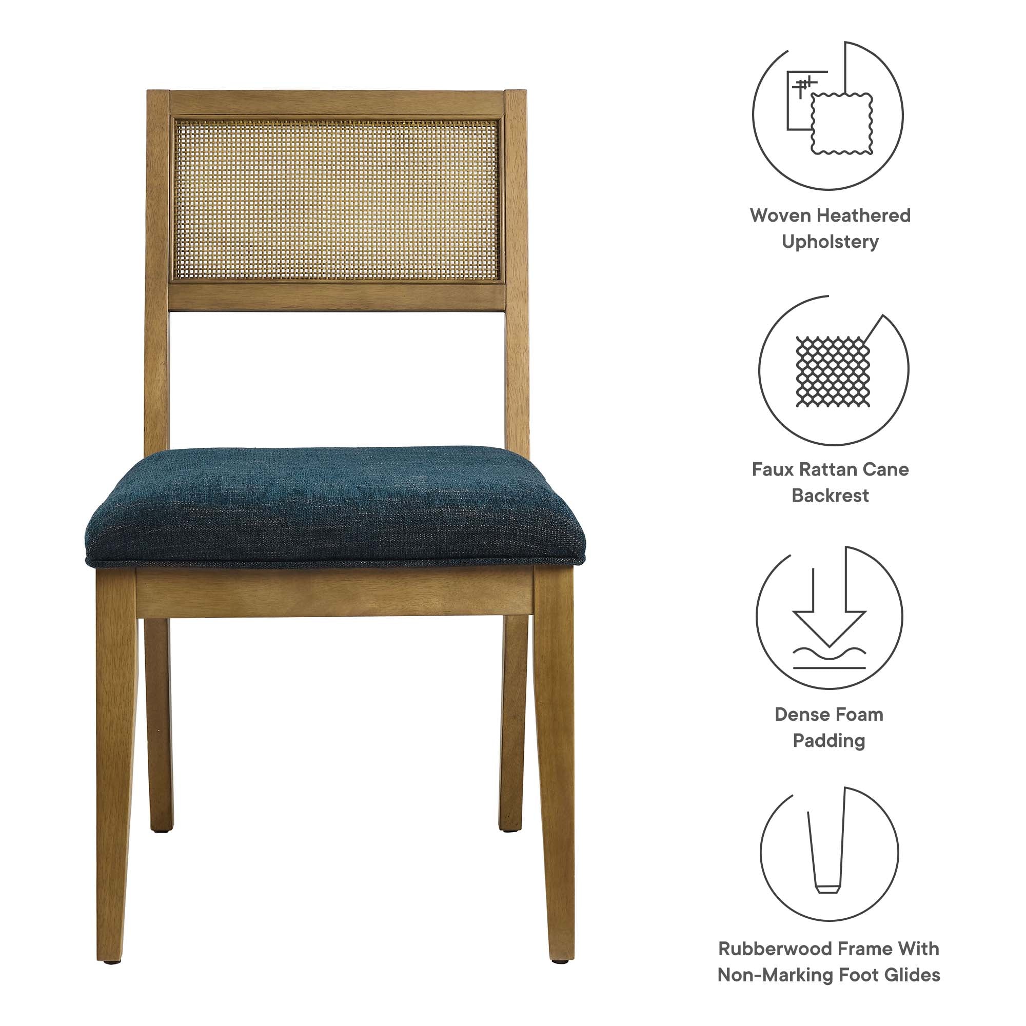 Modway Nimba Faux Rattan Fabric Dining Chairs Set of 2