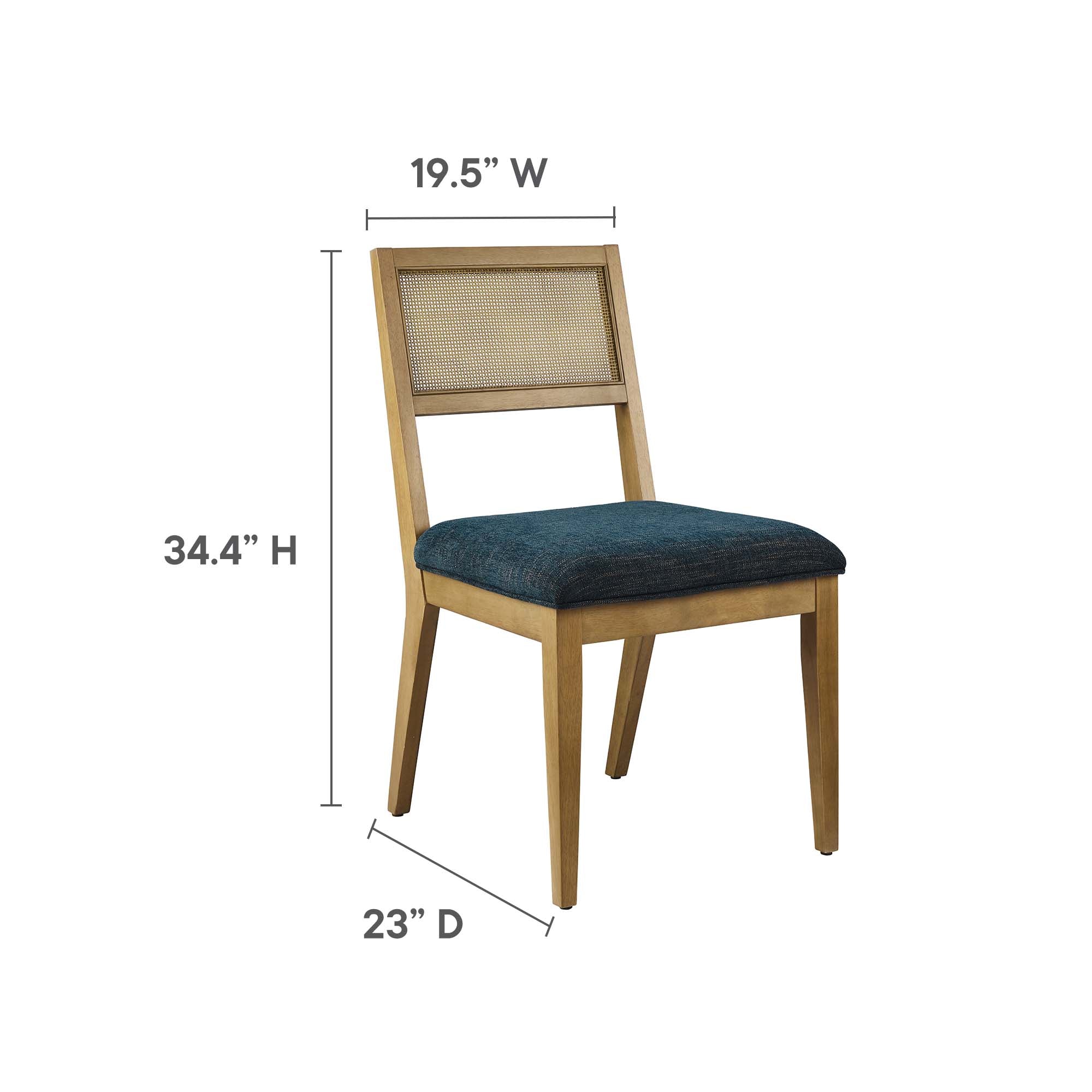 Modway Nimba Faux Rattan Fabric Dining Chairs Set of 2