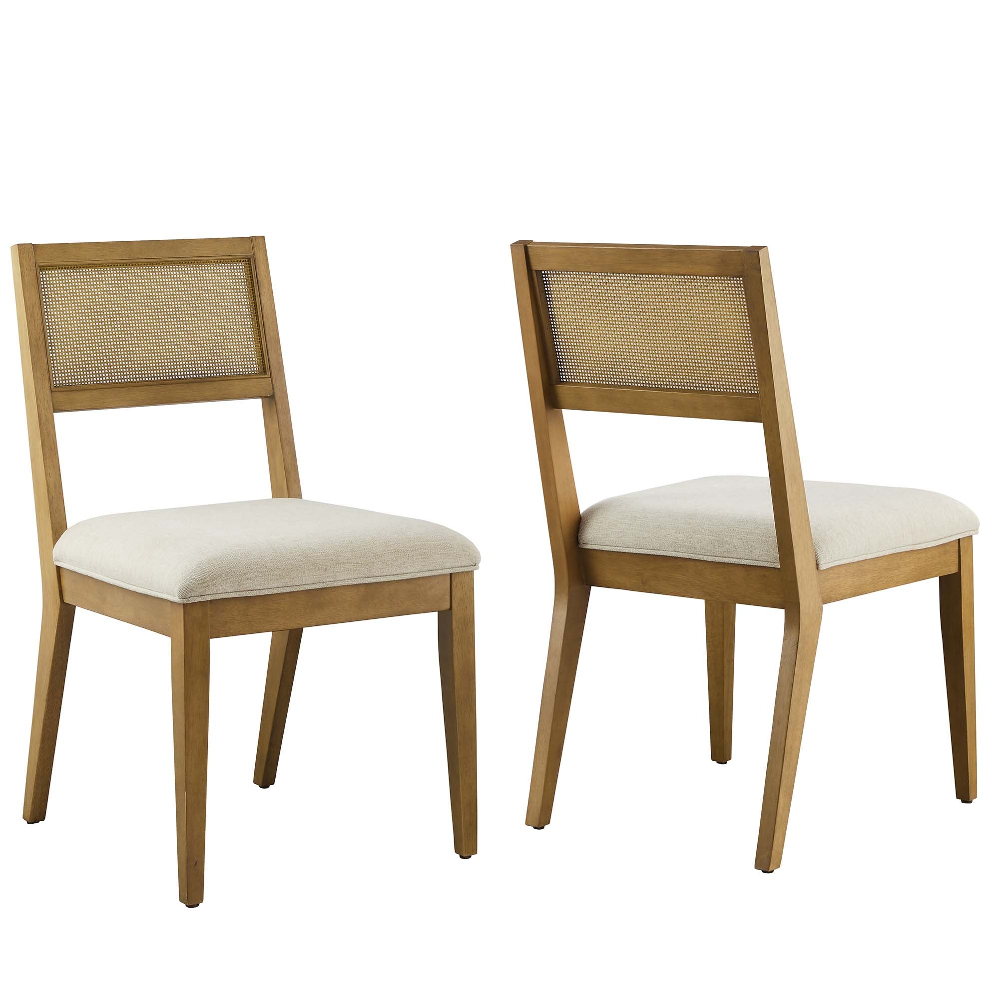 Modway Nimba Faux Rattan Fabric Dining Chairs Set of 2