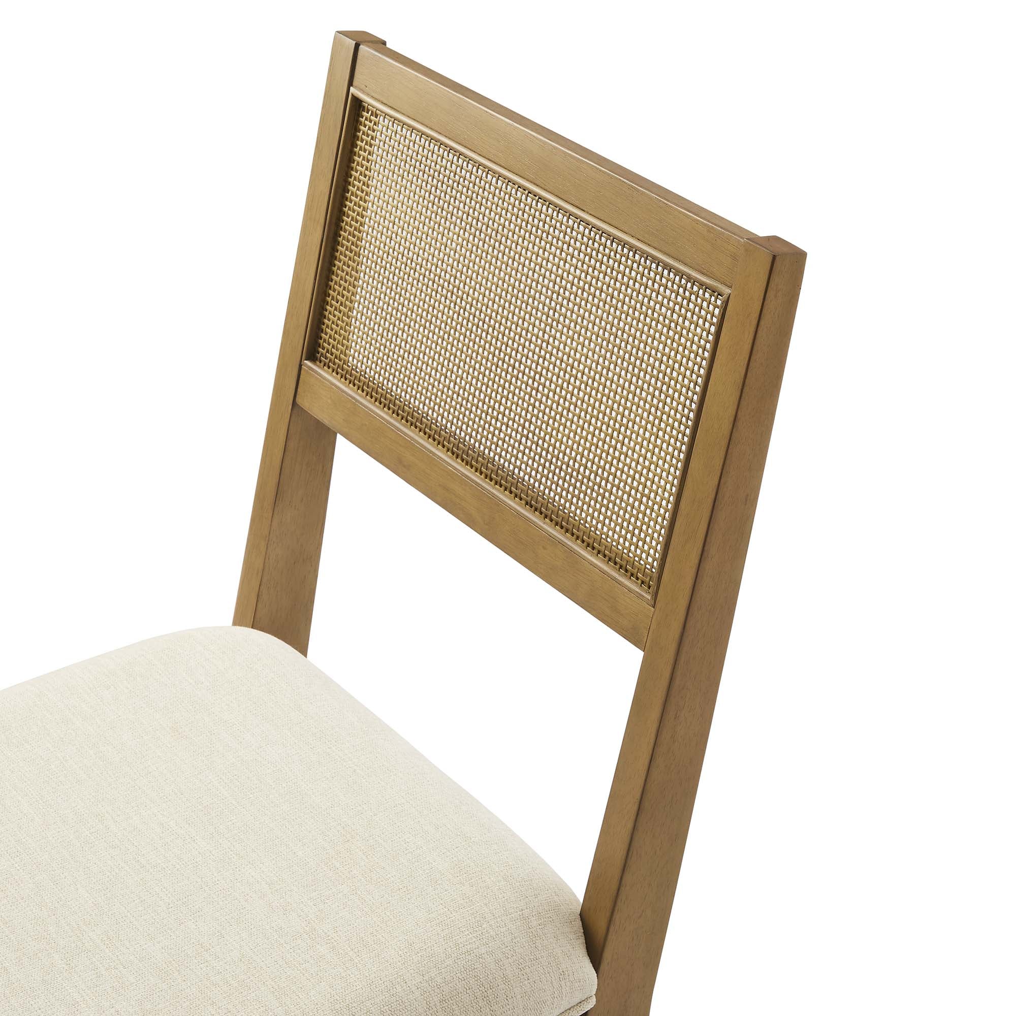 Modway Nimba Faux Rattan Fabric Dining Chairs Set of 2