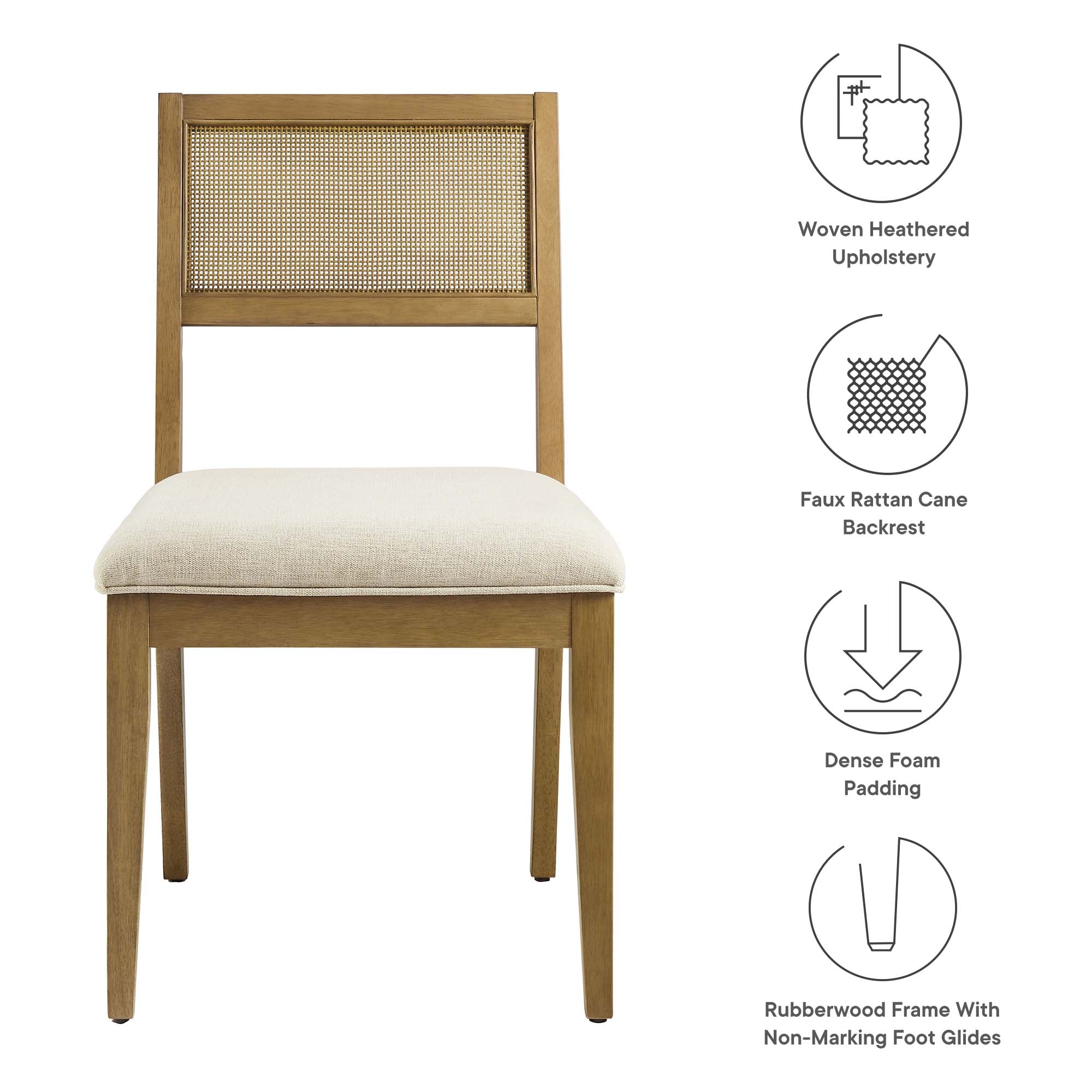 Modway Nimba Faux Rattan Fabric Dining Chairs Set of 2