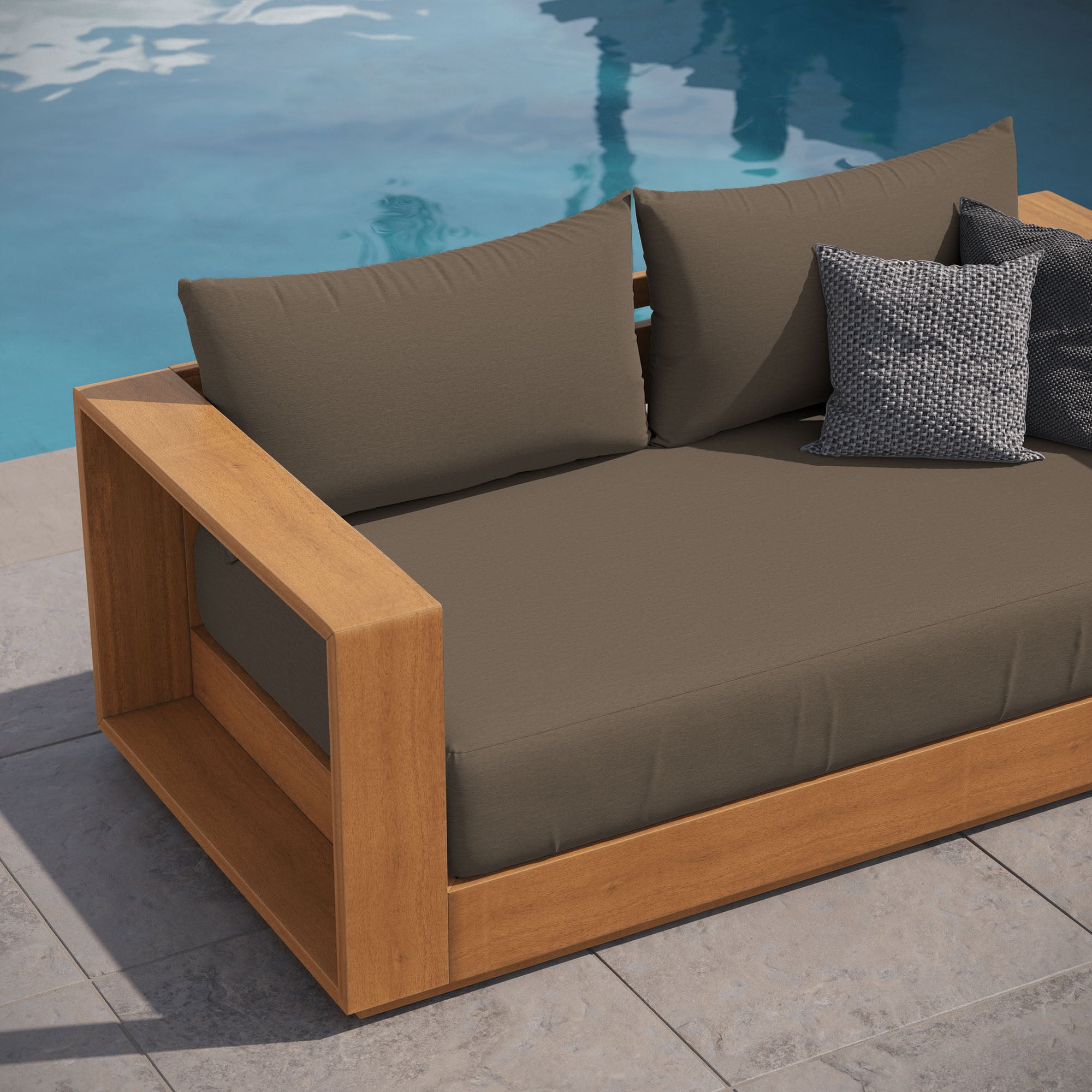 Modway Tahoe Acacia Wood Outdoor Patio Acacia Wood Loveseat