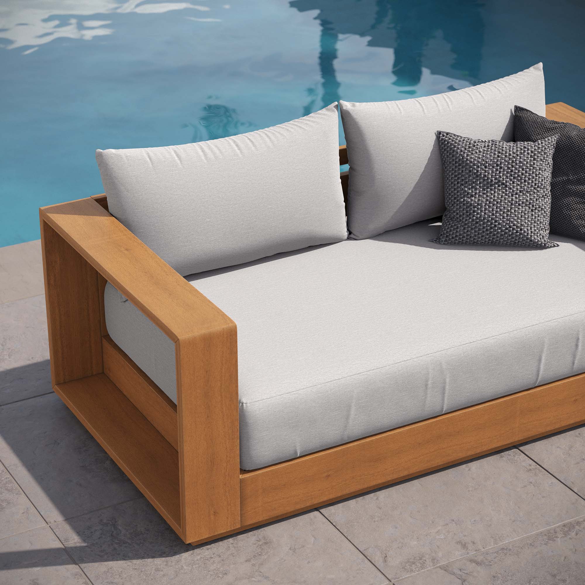 Modway Tahoe Acacia Wood Outdoor Patio Acacia Wood Loveseat
