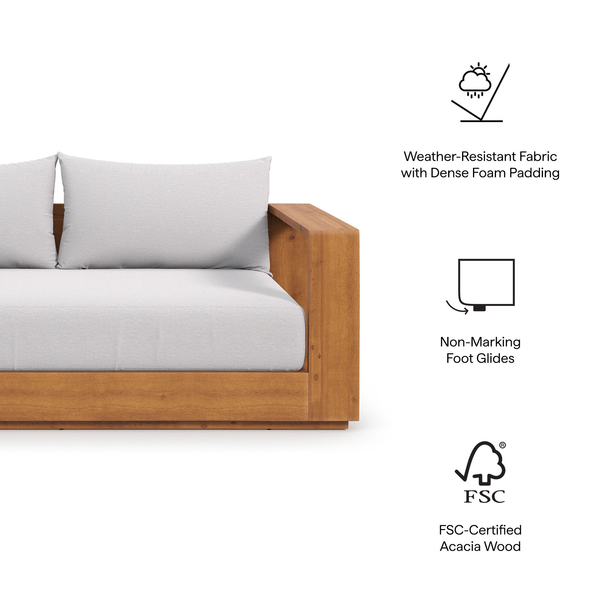 Modway Tahoe Acacia Wood Outdoor Patio Acacia Wood Loveseat
