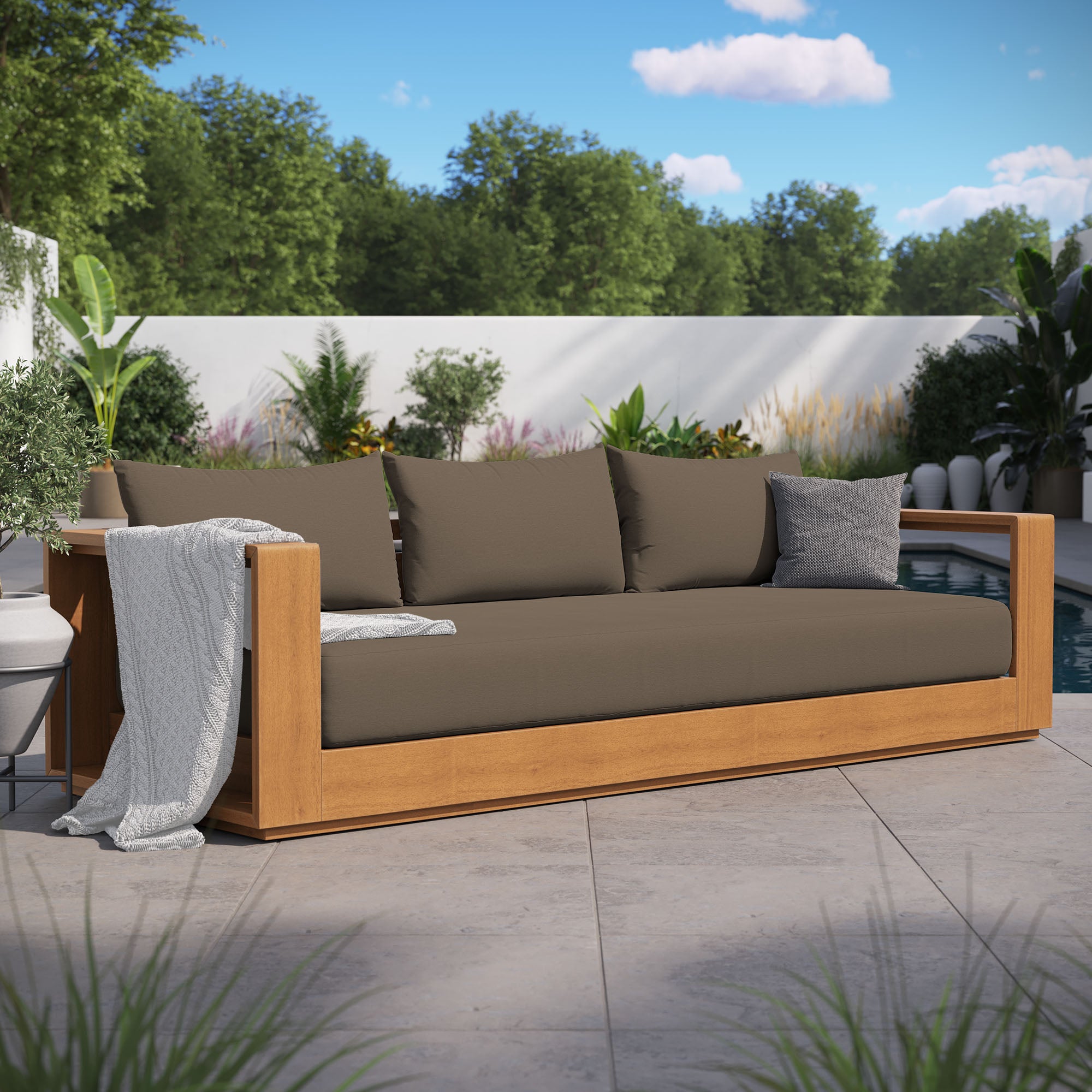 Modway Tahoe Outdoor Patio Acacia Wood Sofa