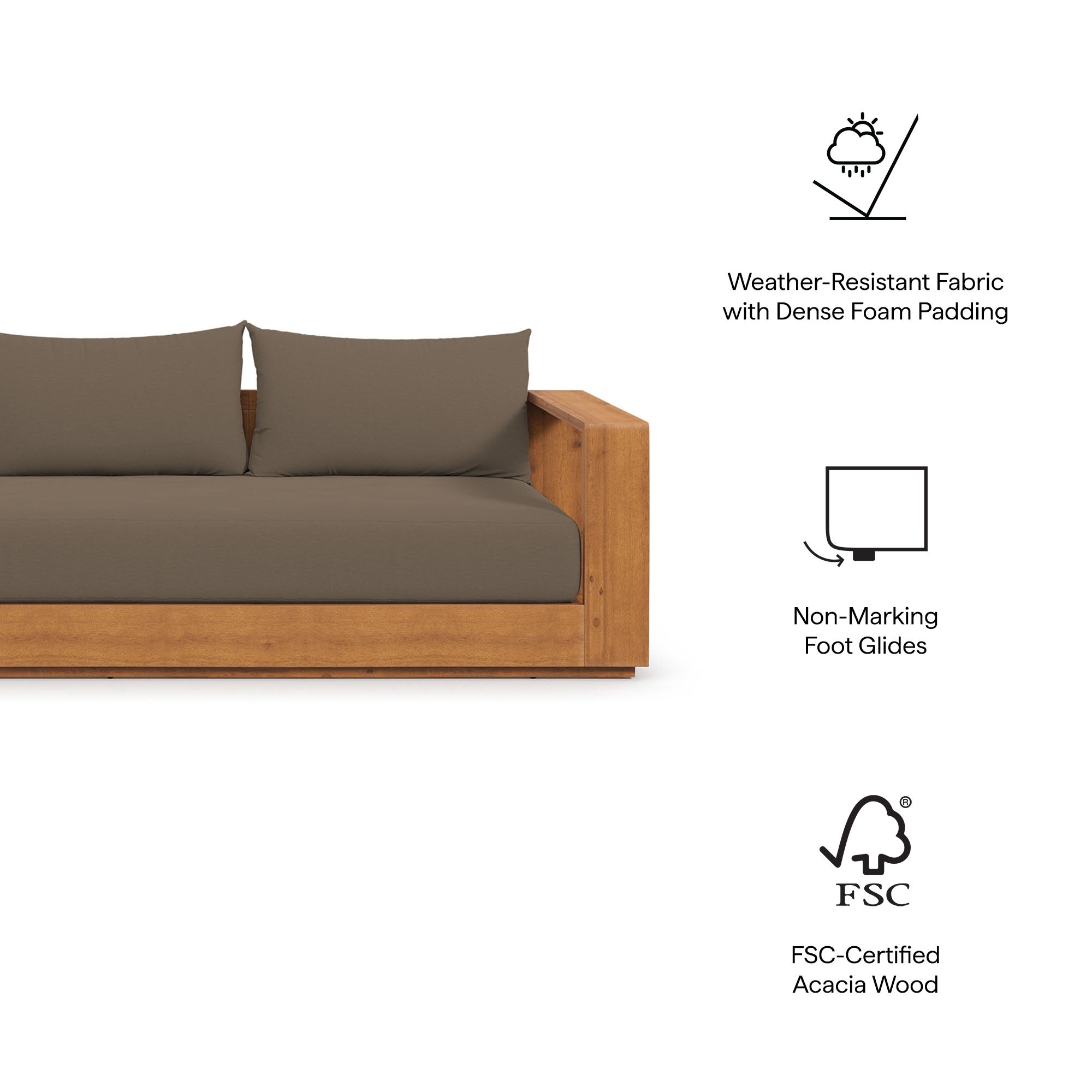 Modway Tahoe Outdoor Patio Acacia Wood Sofa