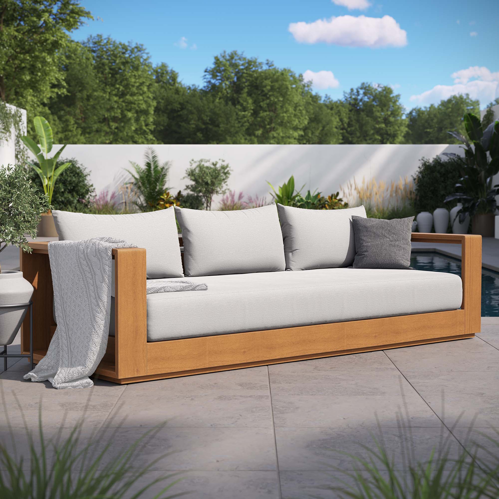Modway Tahoe Outdoor Patio Acacia Wood Sofa
